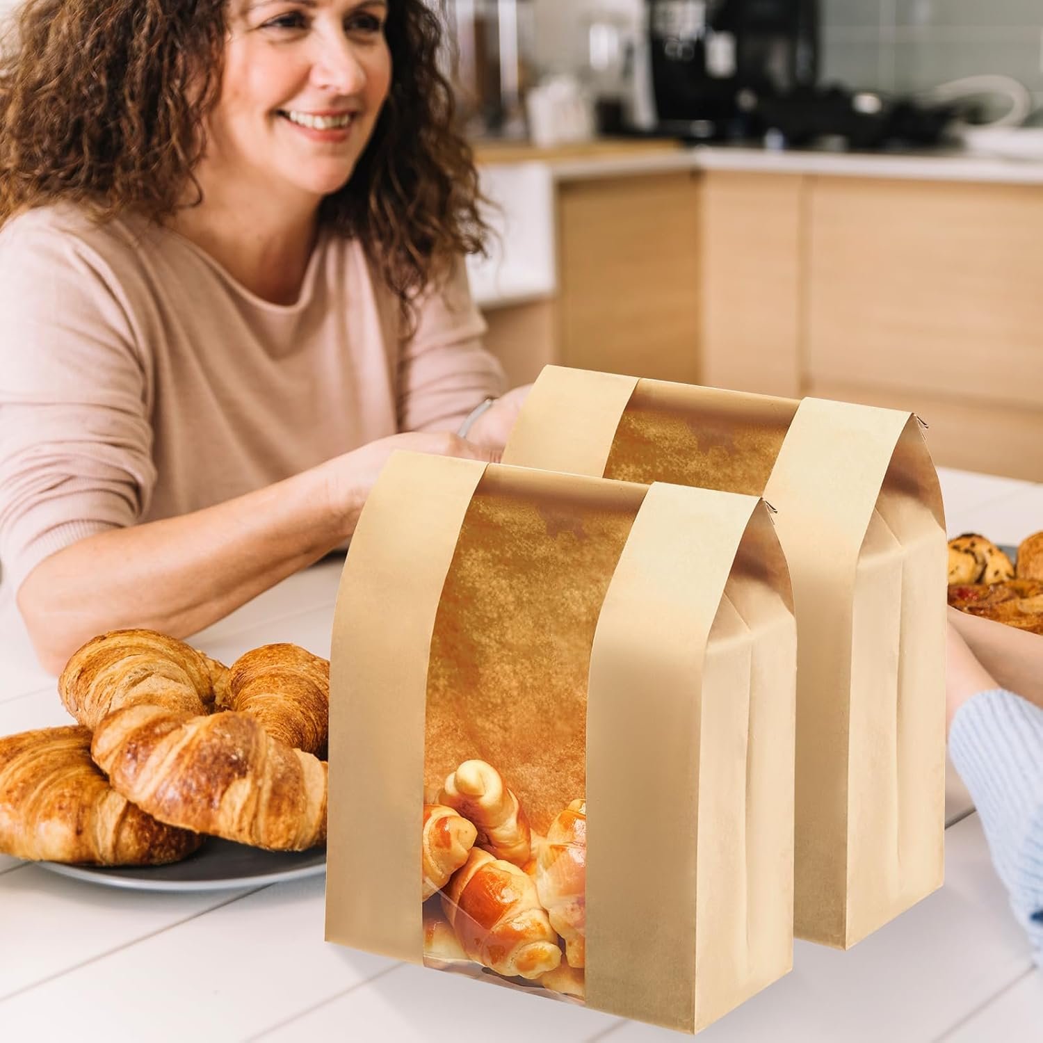 Wholesale 30 Pack Kraft Paper Bread Loaf Bags Tin Tie Tab Lock Clear Front Window 14