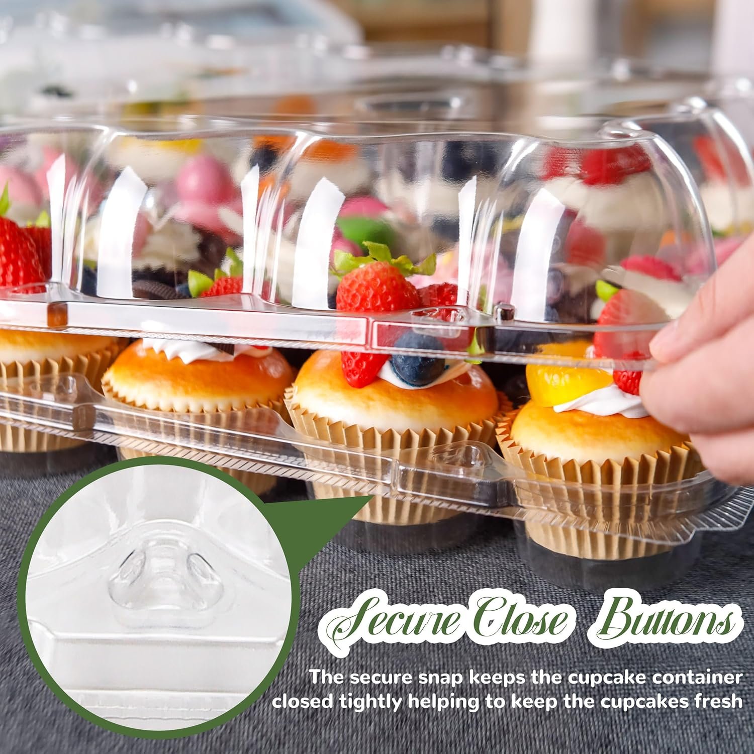 Wholesale 24-Count Stackable Plastic Cupcake Boxes 10-Pack with Detachable Tall Dome Lids 240 Liners for 240 Cupcakes BPA-Free Standard Size Factory