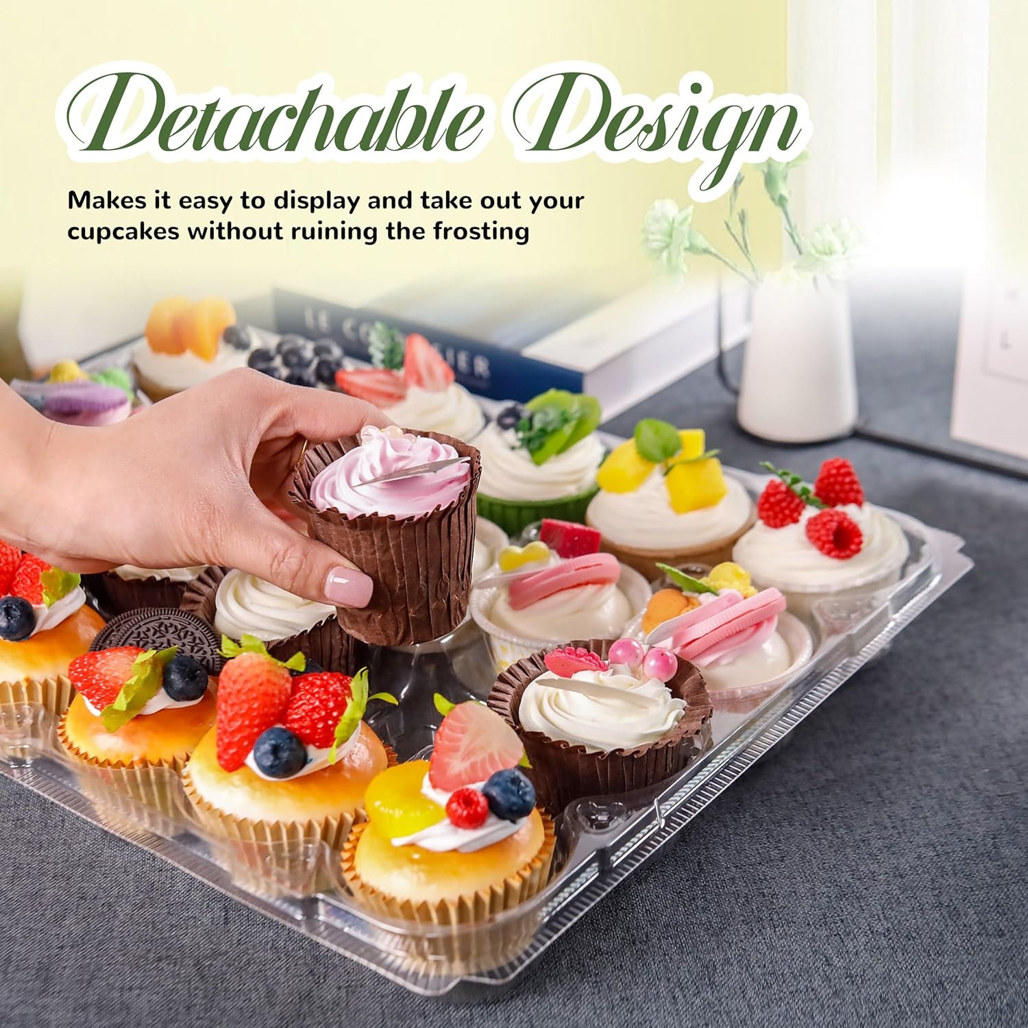 Wholesale 24-Count Stackable Plastic Cupcake Boxes 10-Pack with Detachable Tall Dome Lids 240 Liners for 240 Cupcakes BPA-Free Standard Size Factory