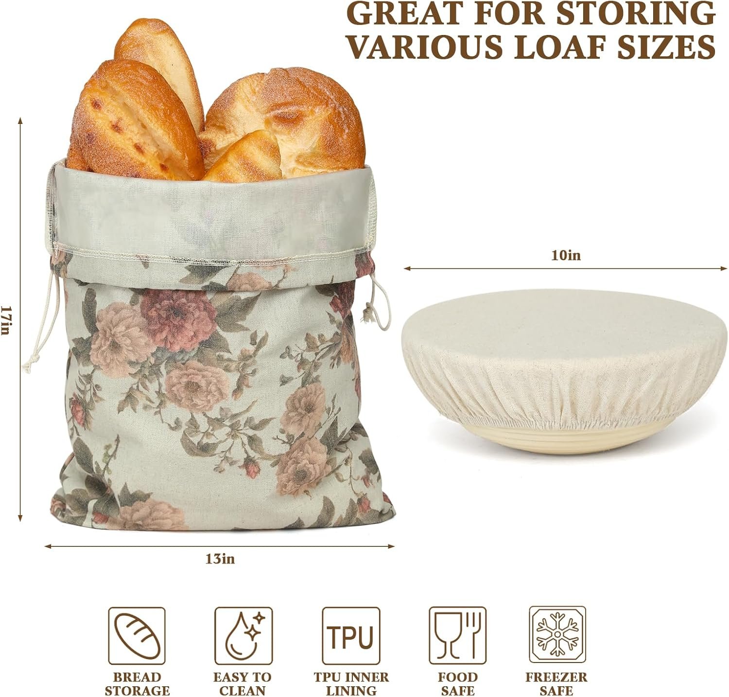 OEM 3-Pack Extra Large Reusable Linen Bread Bags Eco-Friendly Storage Proofing Covers Ideal Gift for Bakers Homemakers Sustainable Kitchens Factory