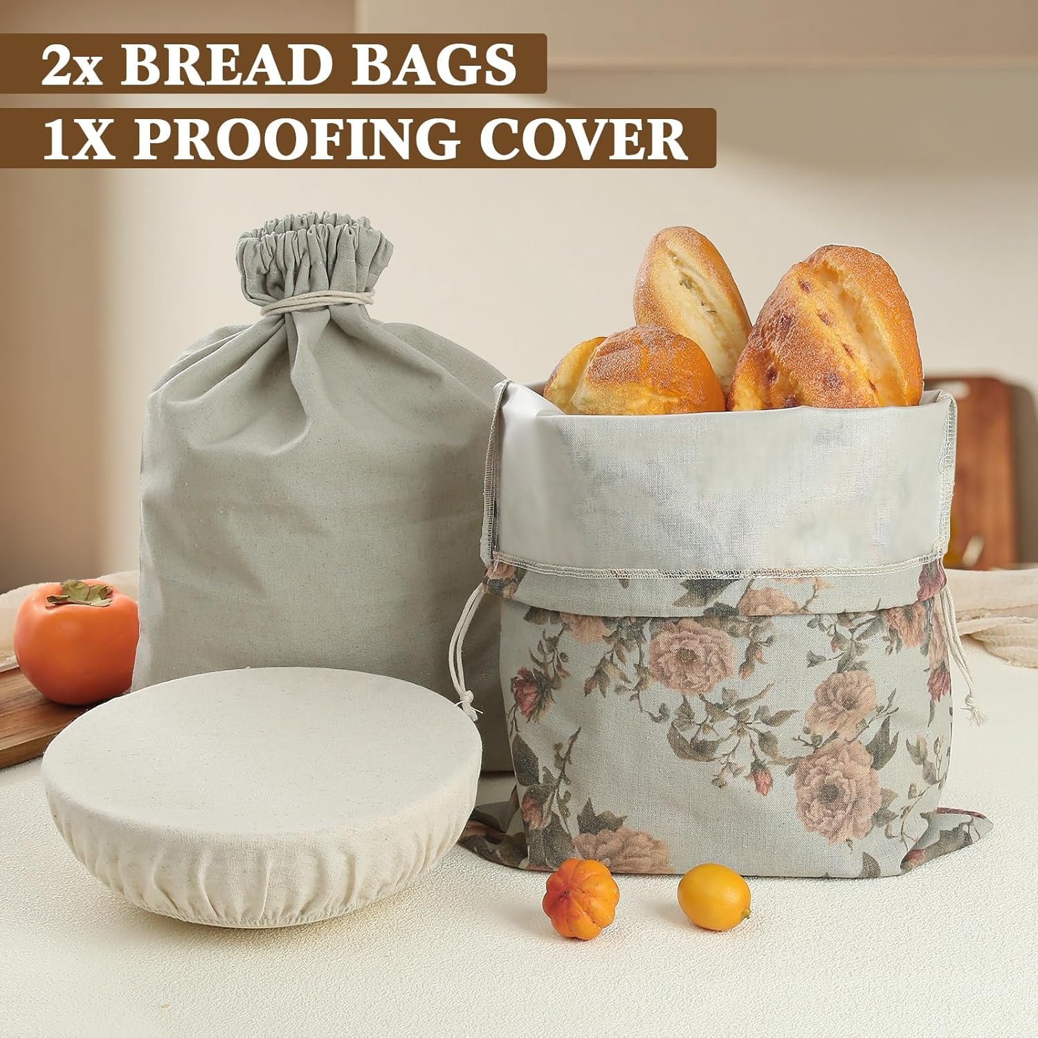 OEM 3-Pack Extra Large Reusable Linen Bread Bags Eco-Friendly Storage Proofing Covers Ideal Gift for Bakers Homemakers Sustainable Kitchens Factory