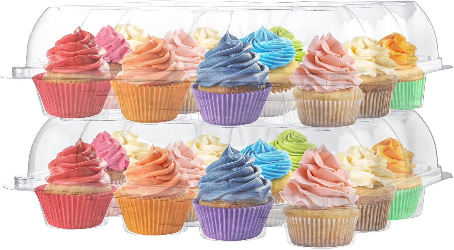 Wholesale 5-Pack Disposable Plastic Cupcake Containers | 12-Compartment High Dome Boxes for Dozen Cupcakes | Durable Muffin Trays Carrier Factory