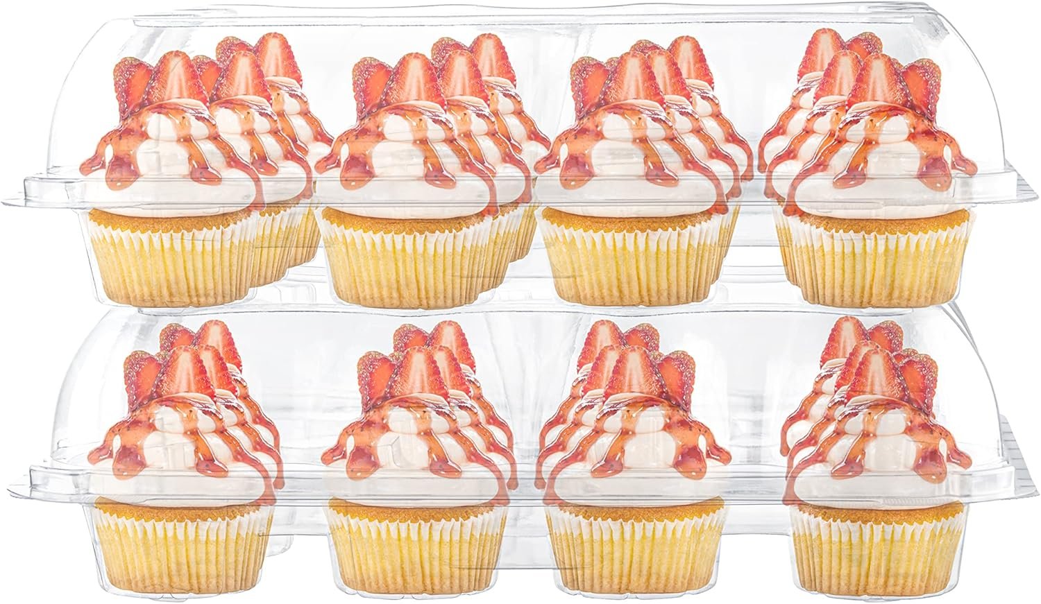Wholesale 5-Pack Disposable Plastic Cupcake Containers | 12-Compartment High Dome Boxes for Dozen Cupcakes | Durable Muffin Trays Carrier Factory