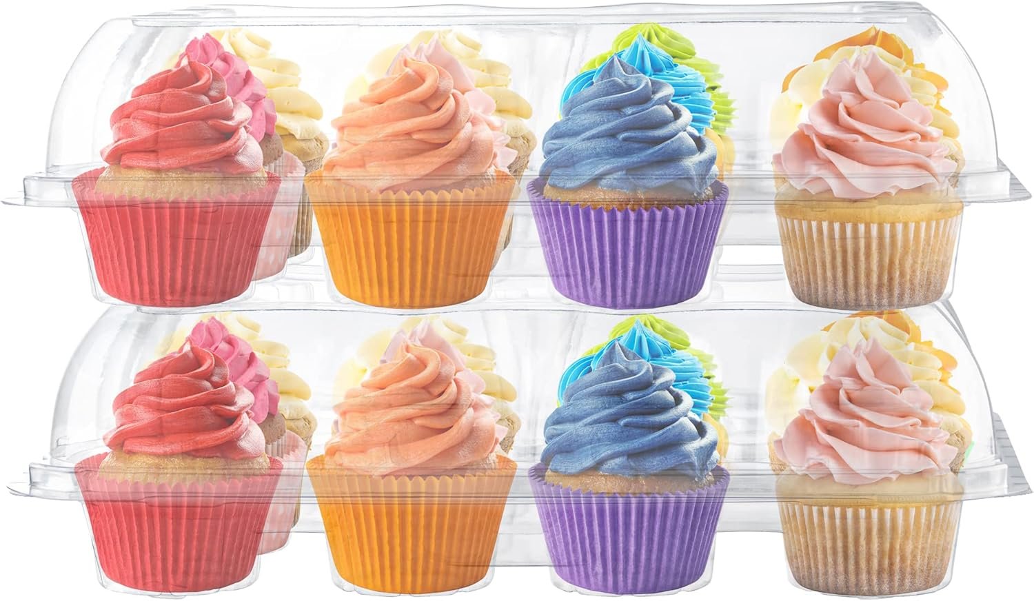 Wholesale 5-Pack Disposable Plastic Cupcake Containers | 12-Compartment High Dome Boxes for Dozen Cupcakes | Durable Muffin Trays Carrier Factory