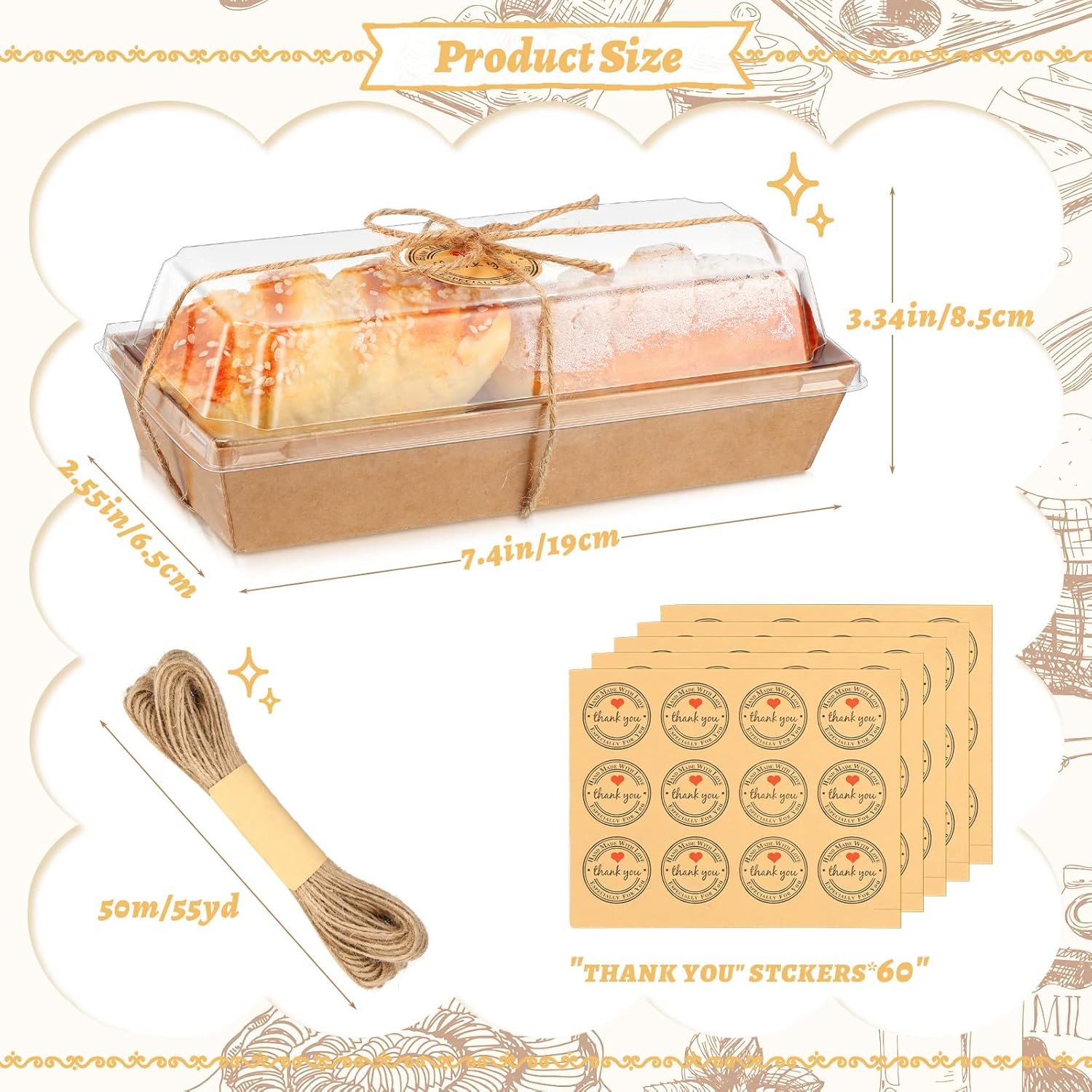 Wholesale 100 Pack Disposable Paper Rectangle Boxes with Clear Lids for Charcuterie Sandwiches Cookies Desserts Mini Cakes Bakery Packaging (Brown White) Factory