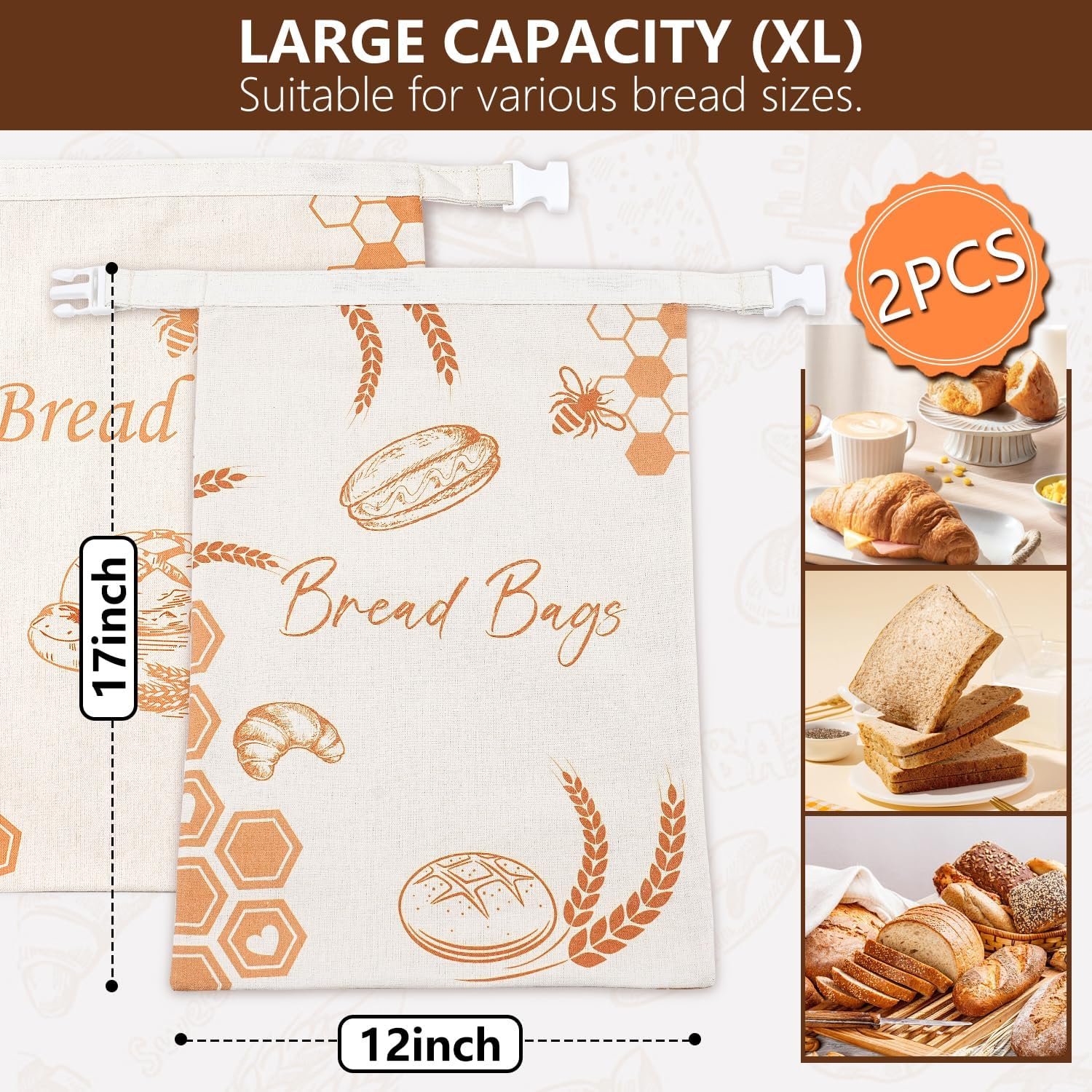 OEM Beeswax Sourdough Bread Bags 2 Pack XL Reusable Homemade Storage Keeps Freshness Factory