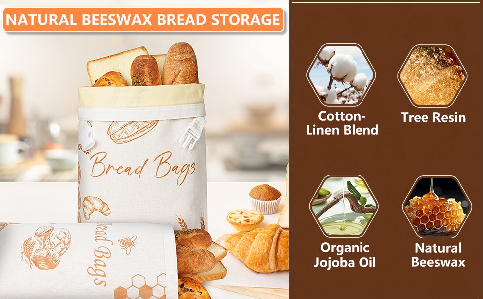 OEM Beeswax Sourdough Bread Bags 2 Pack XL Reusable Homemade Storage Keeps Freshness Factory