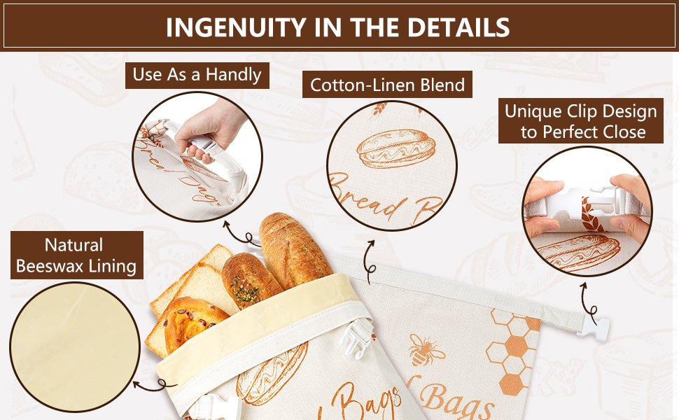 OEM Beeswax Sourdough Bread Bags 2 Pack XL Reusable Homemade Storage Keeps Freshness Factory