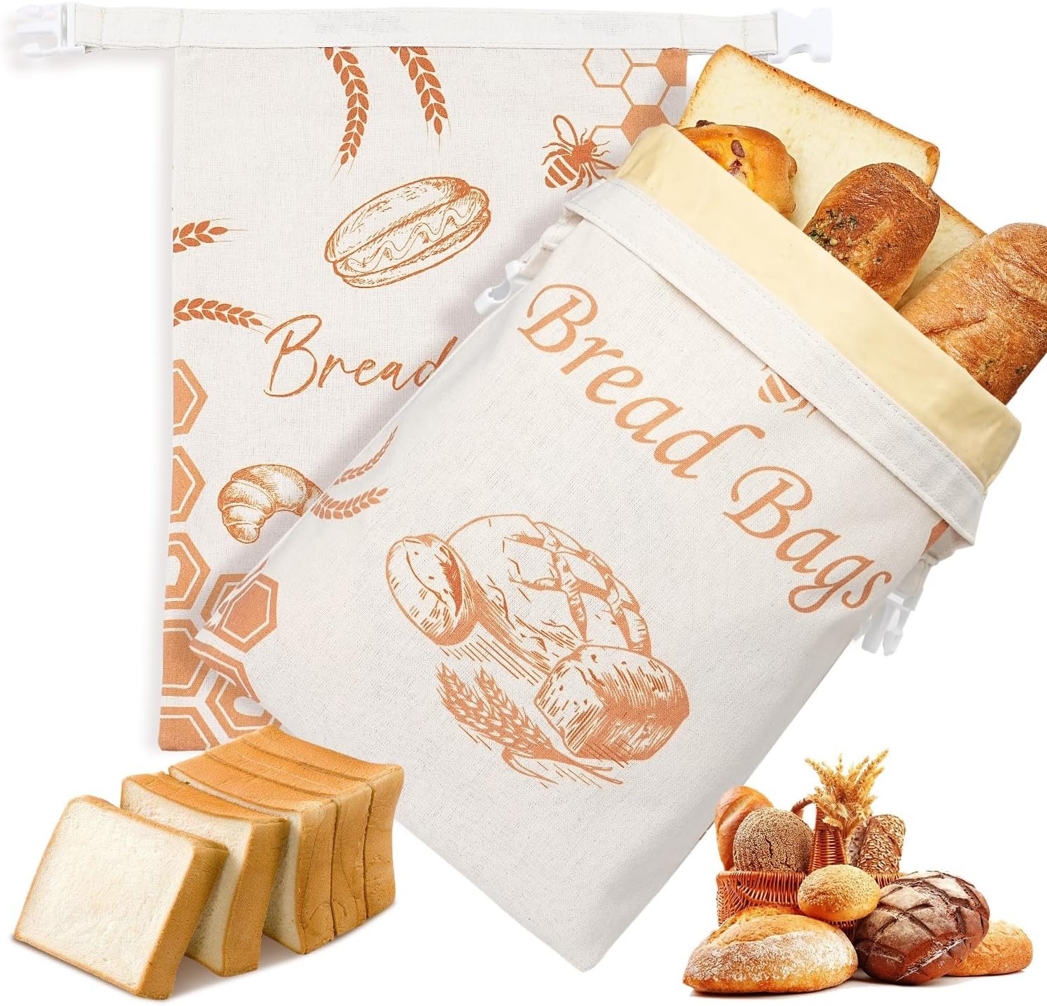 Beeswax Bread Bags for Sourdough(2 Pack), Bread Bags for HomemadeBread, Keep Freshness, Sourdough bread bag, Upgrade Food Storage Bag, Reusable,XL Cap