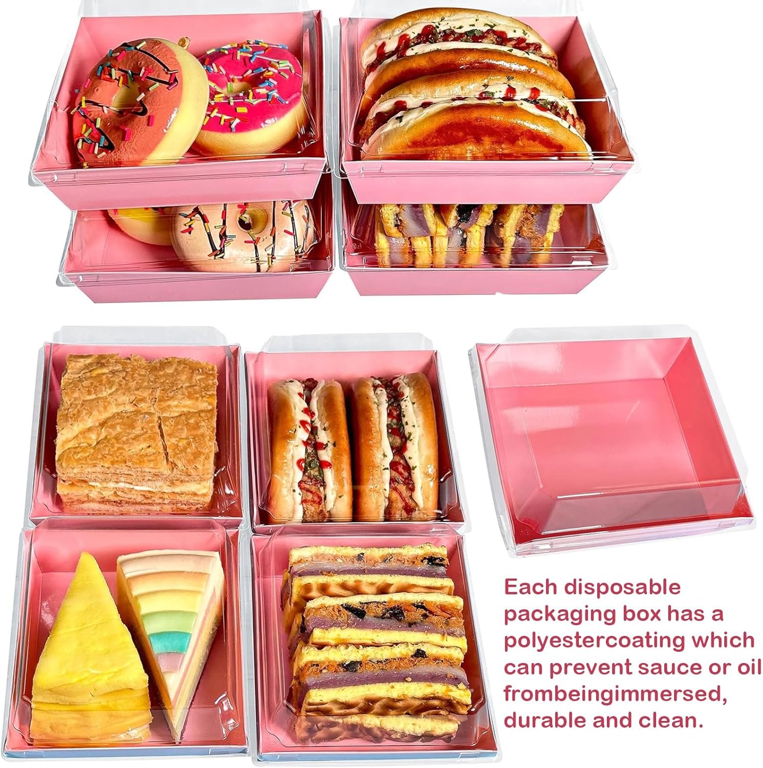 Wholesale 50 Pack 5-Inch Square Small Charcuterie Boxes with Clear Lids To-Go Paper Mini Disposable Containers for Desserts Sandwiches Cookies Sushi Cake Slices Strawberries Pink Factory Wholesale 50 Pack 5-Inch Square Small Charcuterie Boxes with Clear Lids To-Go Paper Mini Disposable Containers for Desserts Sandwiches Cookies Sushi Cake Slices Strawberries Pink Factory