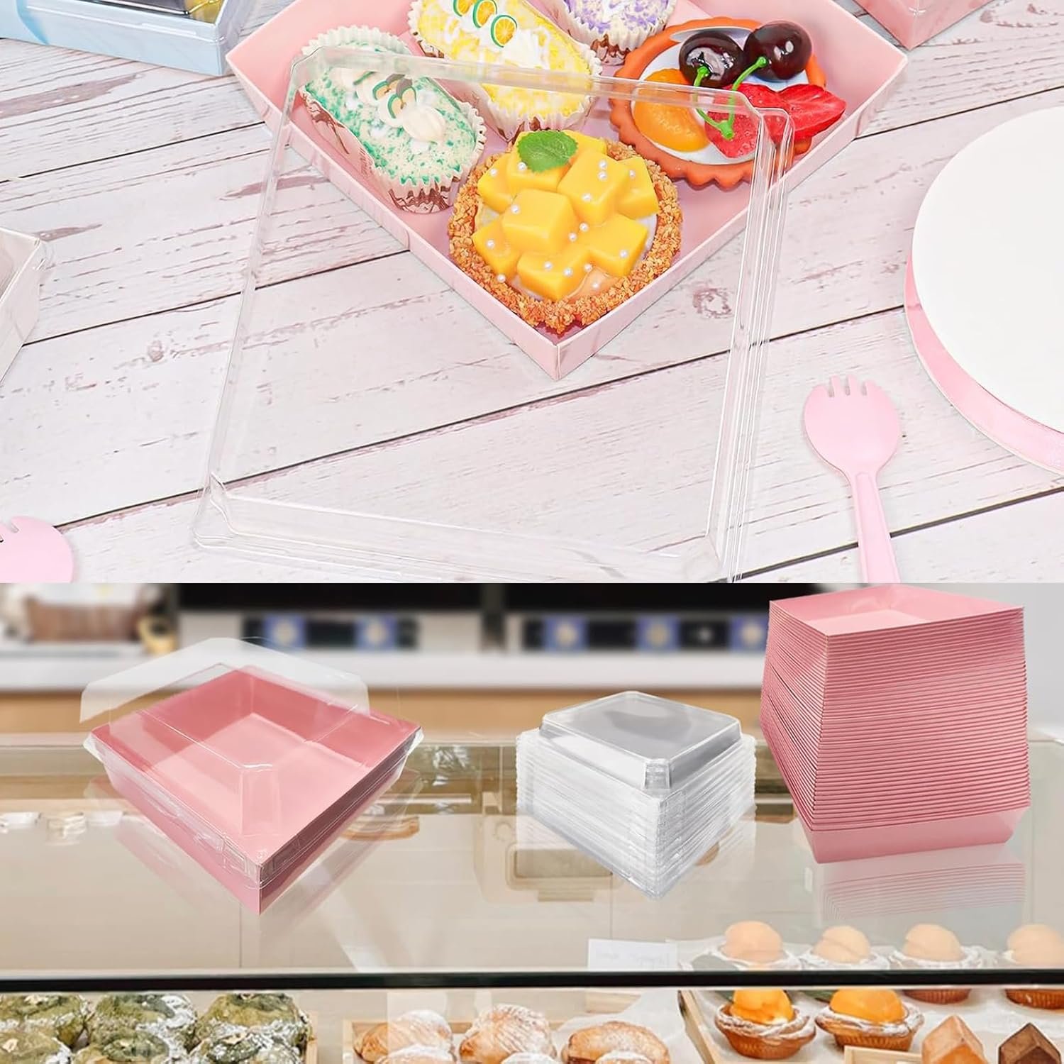Wholesale 50 Pack 5-Inch Square Small Charcuterie Boxes with Clear Lids To-Go Paper Mini Disposable Containers for Desserts Sandwiches Cookies Sushi Cake Slices Strawberries Pink Factory Wholesale 50 Pack 5-Inch Square Small Charcuterie Boxes with Clear Lids To-Go Paper Mini Disposable Containers for Desserts Sandwiches Cookies Sushi Cake Slices Strawberries Pink Factory