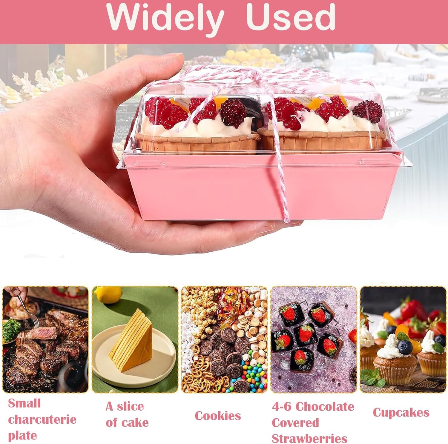 Wholesale 50 Pack 5-Inch Square Small Charcuterie Boxes with Clear Lids To-Go Paper Mini Disposable Containers for Desserts Sandwiches Cookies Sushi Cake Slices Strawberries Pink Factory Wholesale 50 Pack 5-Inch Square Small Charcuterie Boxes with Clear Lids To-Go Paper Mini Disposable Containers for Desserts Sandwiches Cookies Sushi Cake Slices Strawberries Pink Factory