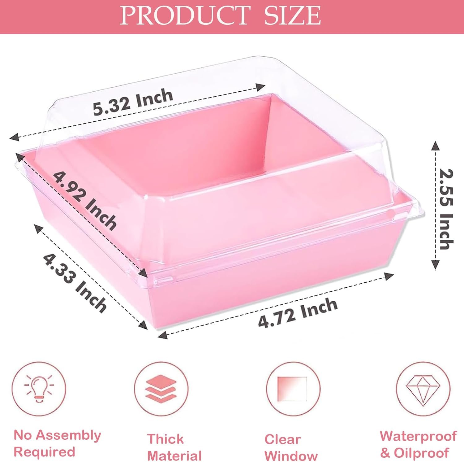 Wholesale 50 Pack 5-Inch Square Small Charcuterie Boxes with Clear Lids To-Go Paper Mini Disposable Containers for Desserts Sandwiches Cookies Sushi Cake Slices Strawberries Pink Factory Wholesale 50 Pack 5-Inch Square Small Charcuterie Boxes with Clear Lids To-Go Paper Mini Disposable Containers for Desserts Sandwiches Cookies Sushi Cake Slices Strawberries Pink Factory