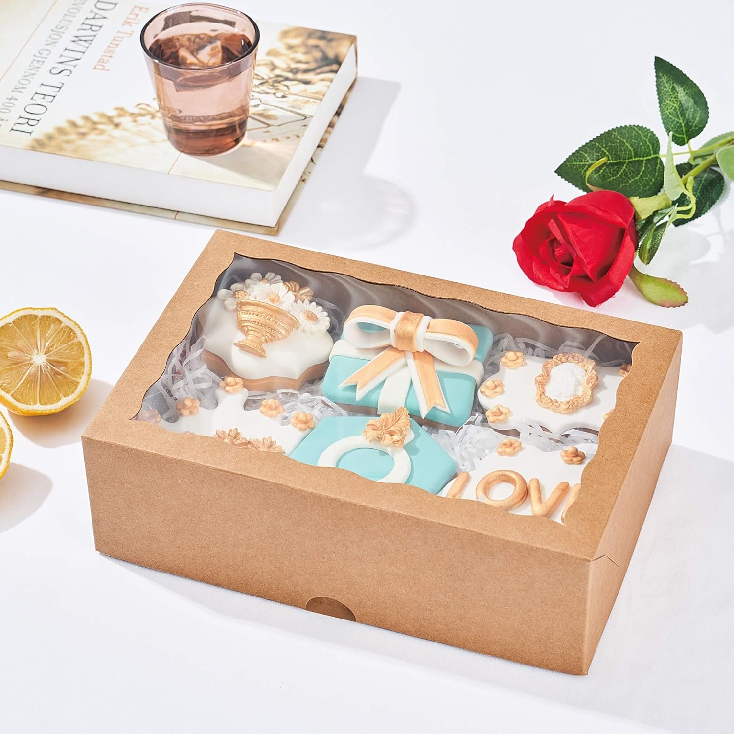 Wholesale 4-Pack 10x7x2.5 Inch Premium Cookie Strawberry Boxes with Clear Window Kraft Paper Factory