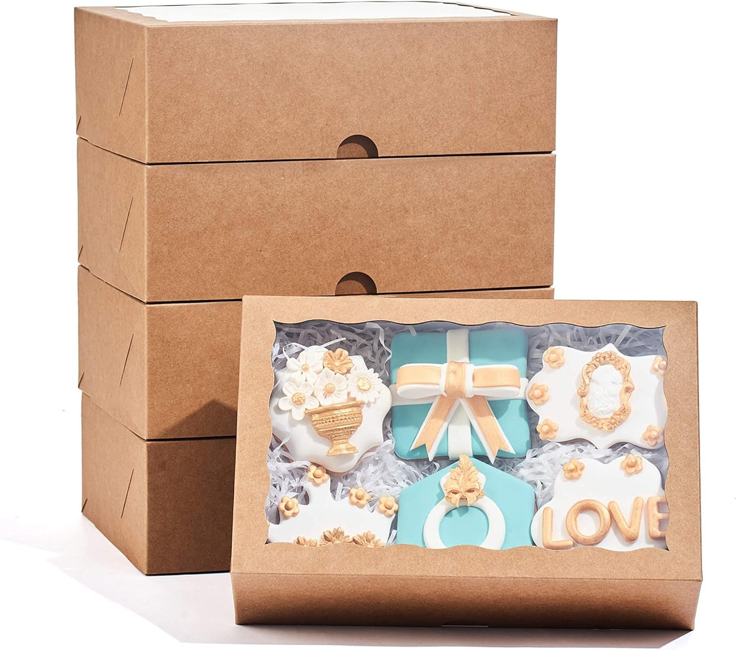 Wholesale 4-Pack 10x7x2.5 Inch Premium Cookie Strawberry Boxes with Clear Window Kraft Paper Factory