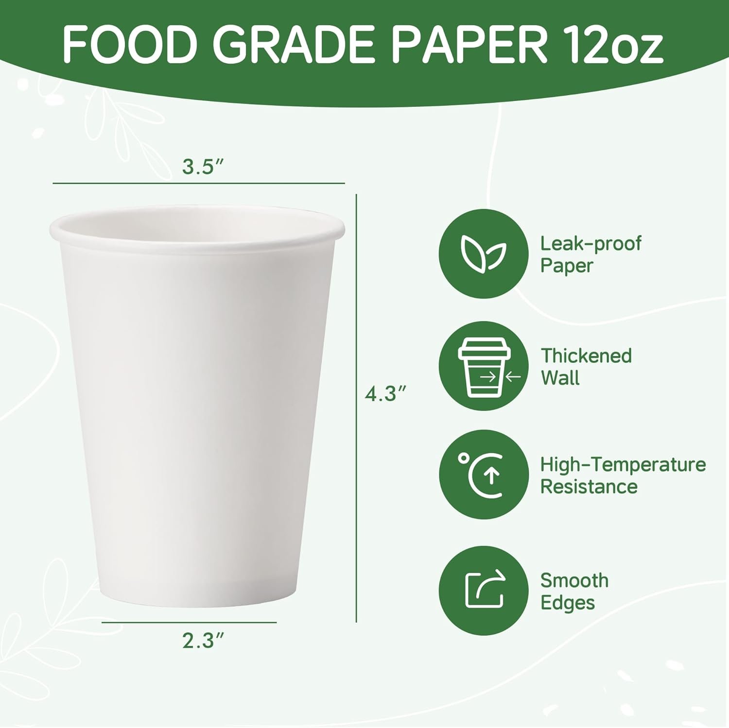 Wholesale 12 oz Paper Coffee Cups 300 Pack Disposable Hot Beverage White Drinking Cups for Party Picnic Travel Events Factory