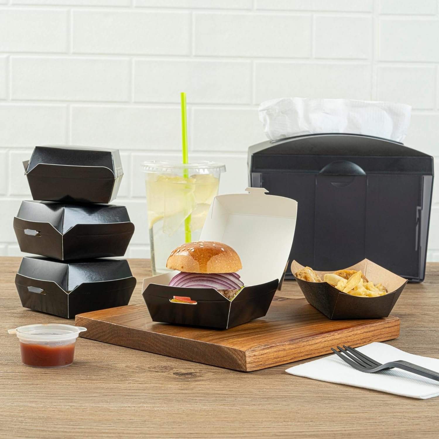 Wholesale 2.8 x 2.8 x 2 Inch Mini Burger Clamshell Containers 100 Pack Hinged Lid Disposable Black Paper Takeout Boxes for Appetizers Desserts Sliders Finger Foods Factory Wholesale 2.8 x 2.8 x 2 Inch Mini Burger Clamshell Containers 100 Pack Hinged Lid Disposable Black Paper Takeout Boxes for Appetizers Desserts Sliders Finger Foods Factory