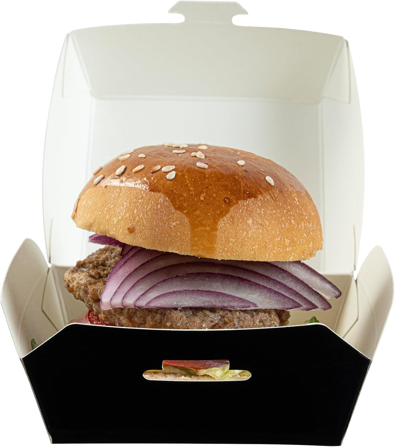 Wholesale 2.8 x 2.8 x 2 Inch Mini Burger Clamshell Containers 100 Pack Hinged Lid Disposable Black Paper Takeout Boxes for Appetizers Desserts Sliders Finger Foods Factory Wholesale 2.8 x 2.8 x 2 Inch Mini Burger Clamshell Containers 100 Pack Hinged Lid Disposable Black Paper Takeout Boxes for Appetizers Desserts Sliders Finger Foods Factory