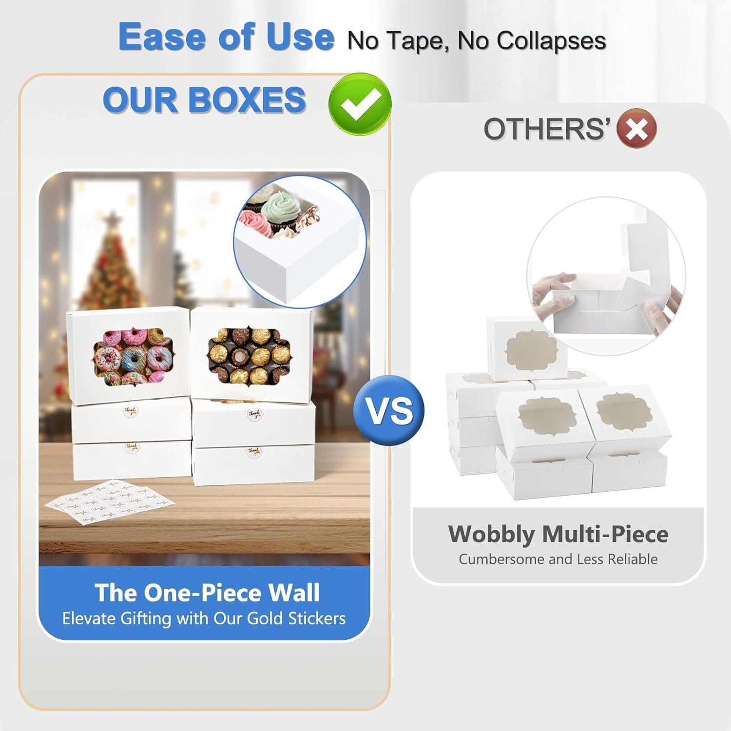 Wholesale 30-Piece White Bakery Boxes with Windows 8x6x2.5 Inches for Cookies Chocolate-Covered Strawberries Donuts Cupcakes Candy Treats and Gifts Factory Wholesale 30-Piece White Bakery Boxes with Windows 8x6x2.5 Inches for Cookies Chocolate-Covered Strawberries Donuts Cupcakes Candy Treats and Gifts Factory