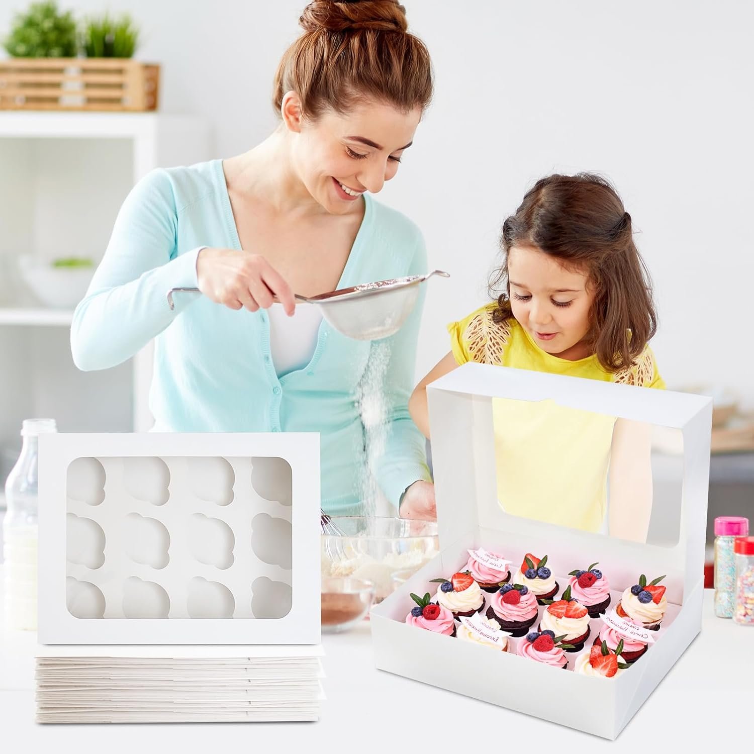 Wholesale 13x10x3.5 Inch White Cupcake Boxes 6 Packs 12 Count Containers with Clear Window Auto Pop Up Carrier Inserts for Muffins Cookies Pastries Factory Wholesale 13x10x3.5 Inch White Cupcake Boxes 6 Packs 12 Count Containers with Clear Window Auto Pop Up Carrier Inserts for Muffins Cookies Pastries Factory