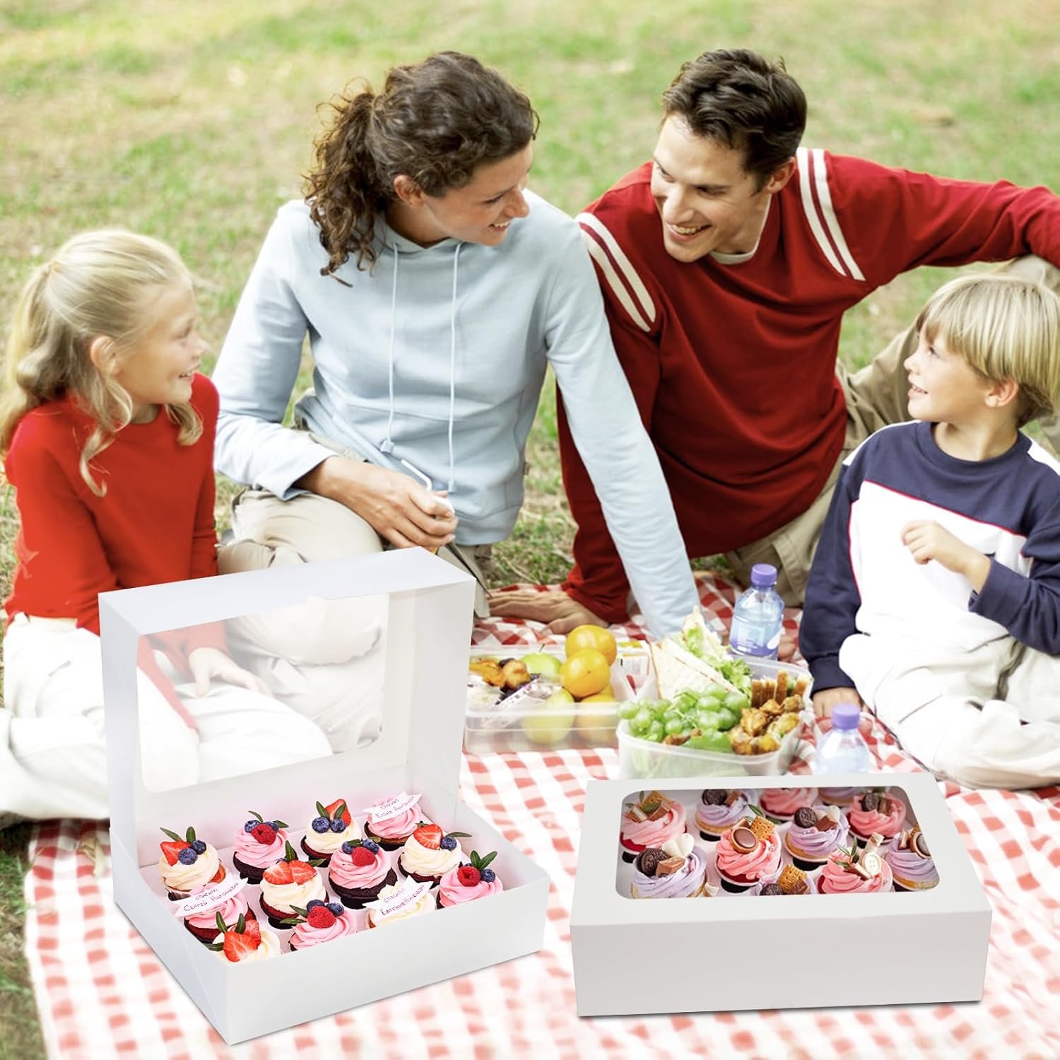 Wholesale 13x10x3.5 Inch White Cupcake Boxes 6 Packs 12 Count Containers with Clear Window Auto Pop Up Carrier Inserts for Muffins Cookies Pastries Factory Wholesale 13x10x3.5 Inch White Cupcake Boxes 6 Packs 12 Count Containers with Clear Window Auto Pop Up Carrier Inserts for Muffins Cookies Pastries Factory