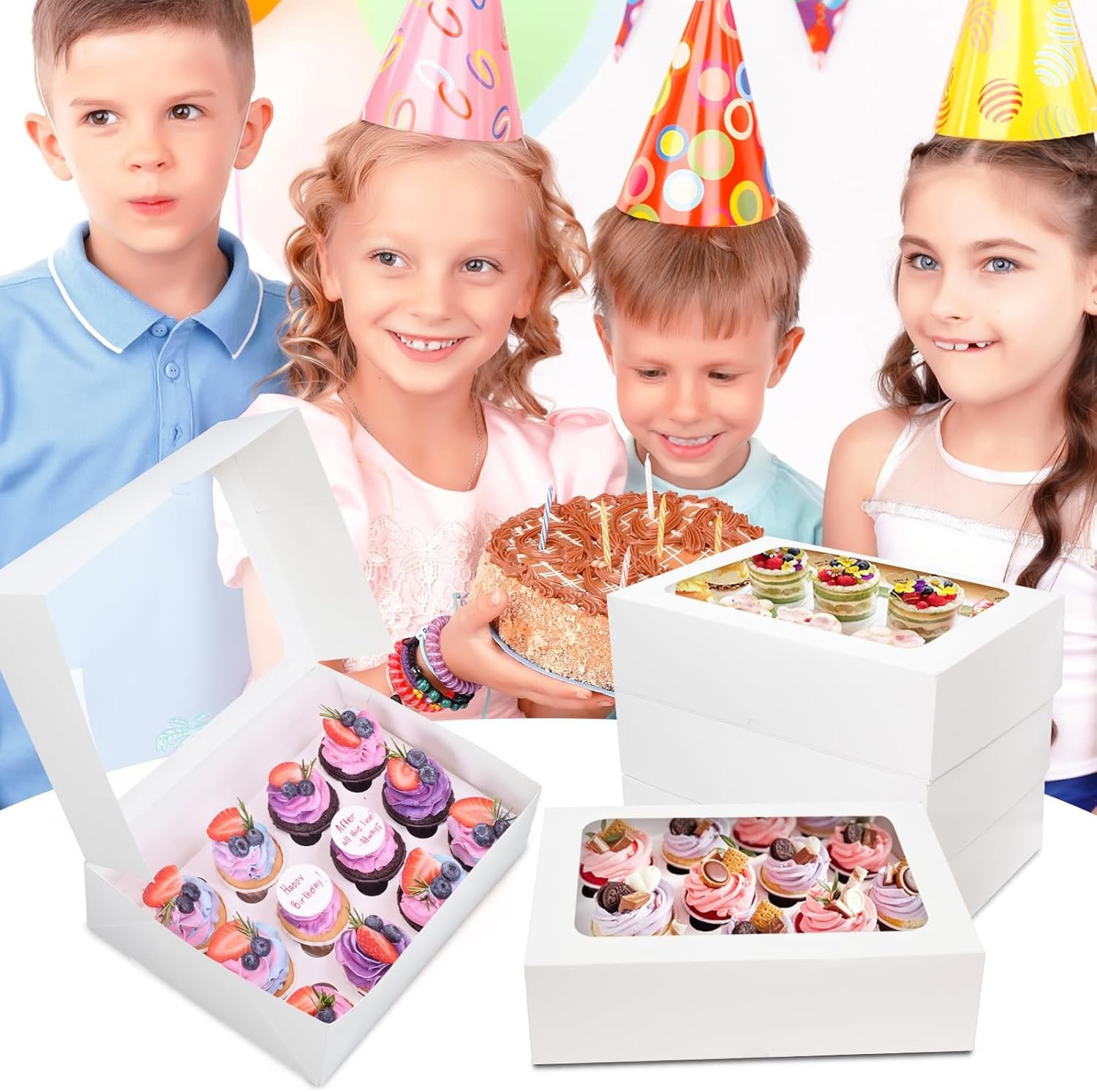 Wholesale 13x10x3.5 Inch White Cupcake Boxes 6 Packs 12 Count Containers with Clear Window Auto Pop Up Carrier Inserts for Muffins Cookies Pastries Factory Wholesale 13x10x3.5 Inch White Cupcake Boxes 6 Packs 12 Count Containers with Clear Window Auto Pop Up Carrier Inserts for Muffins Cookies Pastries Factory