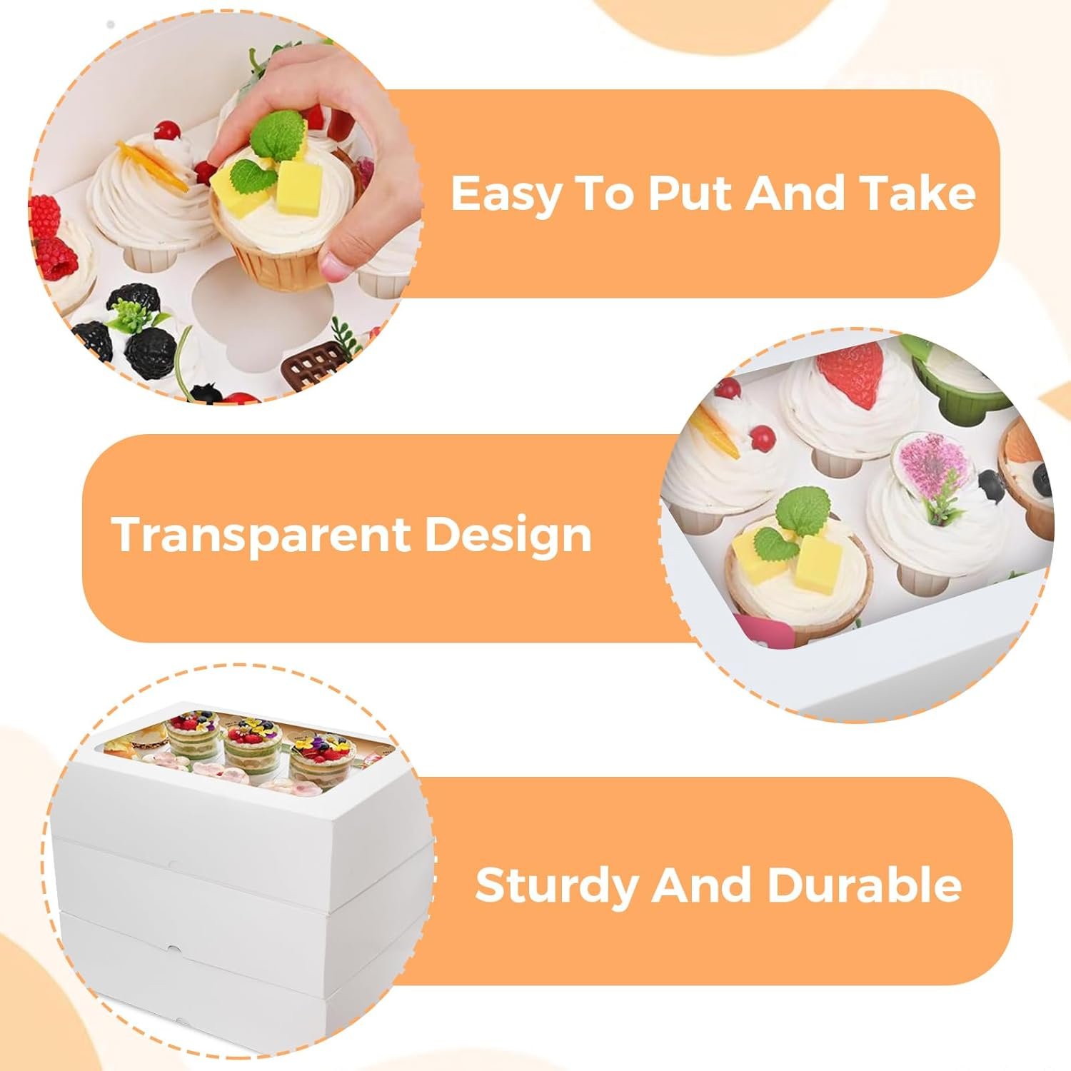 Wholesale 13x10x3.5 Inch White Cupcake Boxes 6 Packs 12 Count Containers with Clear Window Auto Pop Up Carrier Inserts for Muffins Cookies Pastries Factory Wholesale 13x10x3.5 Inch White Cupcake Boxes 6 Packs 12 Count Containers with Clear Window Auto Pop Up Carrier Inserts for Muffins Cookies Pastries Factory