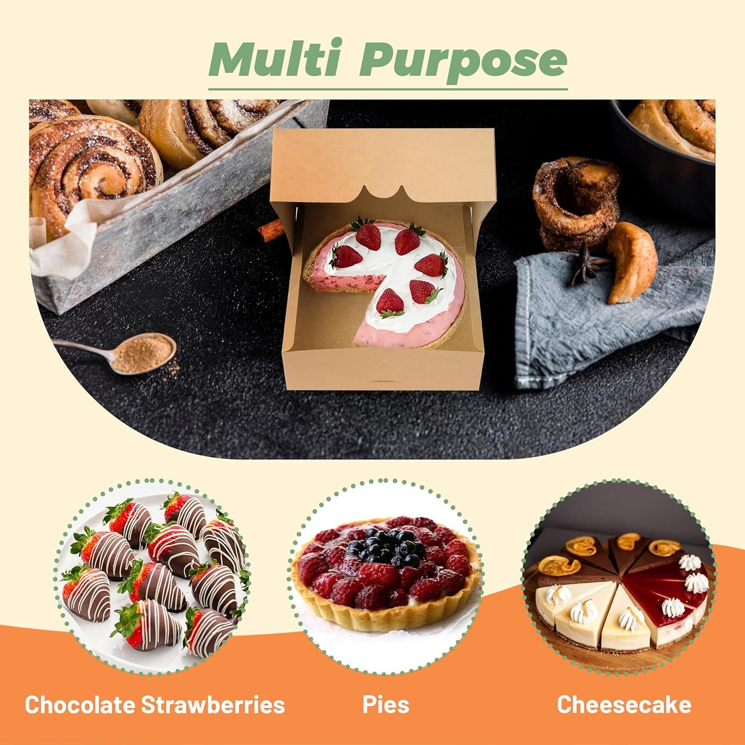 Wholesale 20 Pack 9x9x3 Inch Pie Boxes with Window Bakery Cake Boxes for Cookies Donuts Chocolate Covered Strawberries Brown Factory