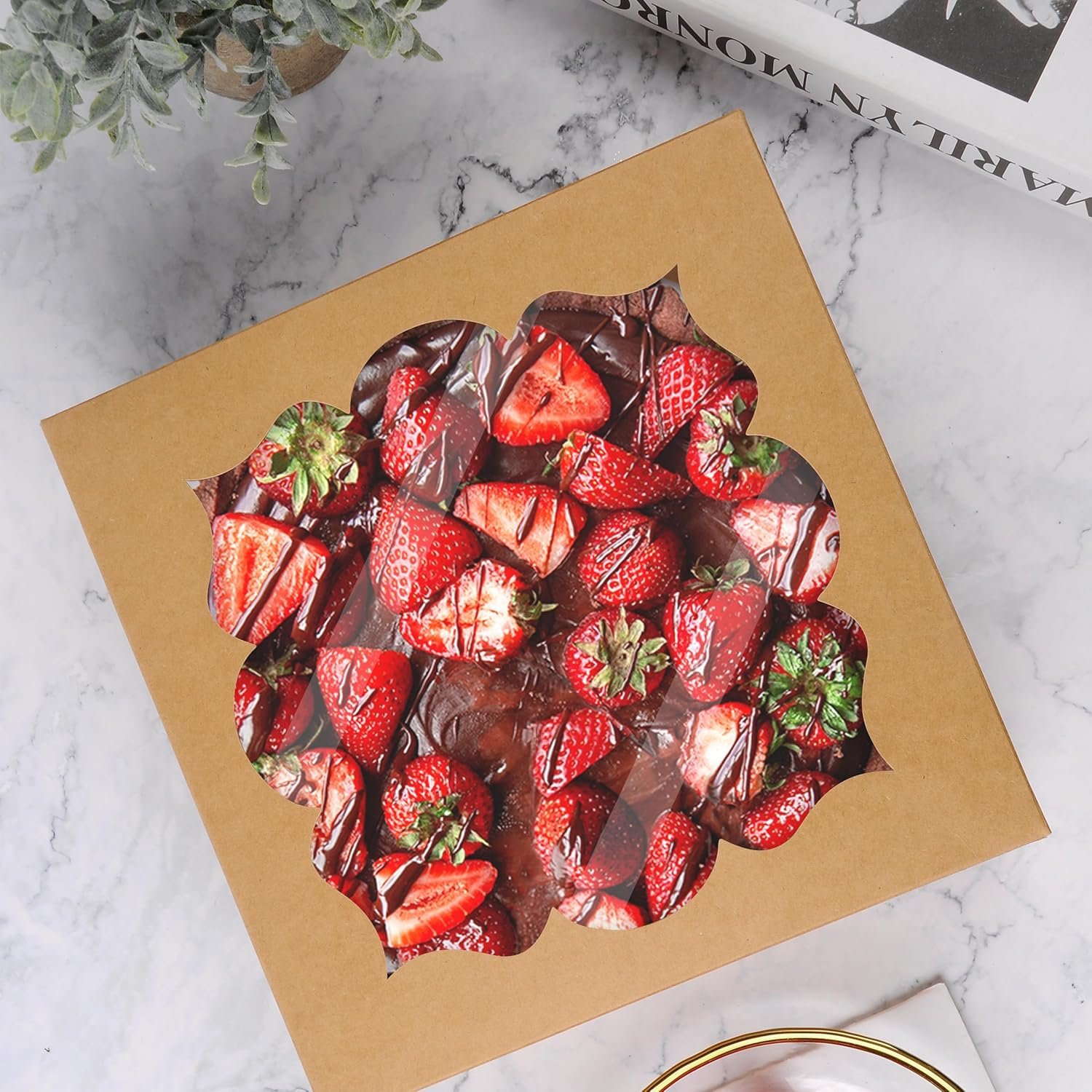Wholesale 20 Pack 9x9x3 Inch Pie Boxes with Window Bakery Cake Boxes for Cookies Donuts Chocolate Covered Strawberries Brown Factory