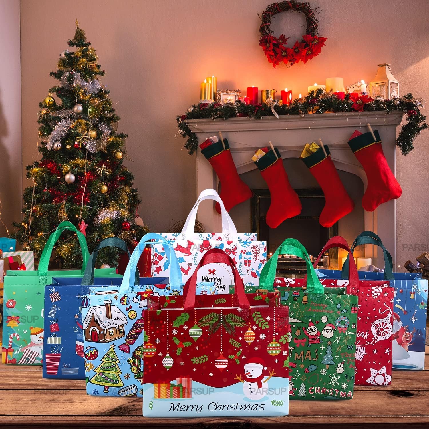 Wholesale 8PCS Non-Woven Christmas Gift Bags with Handles for Wrapping Shopping Treat Totes Xmas Party Supplies Factory Wholesale 8PCS Non-Woven Christmas Gift Bags with Handles for Wrapping Shopping Treat Totes Xmas Party Supplies Factory