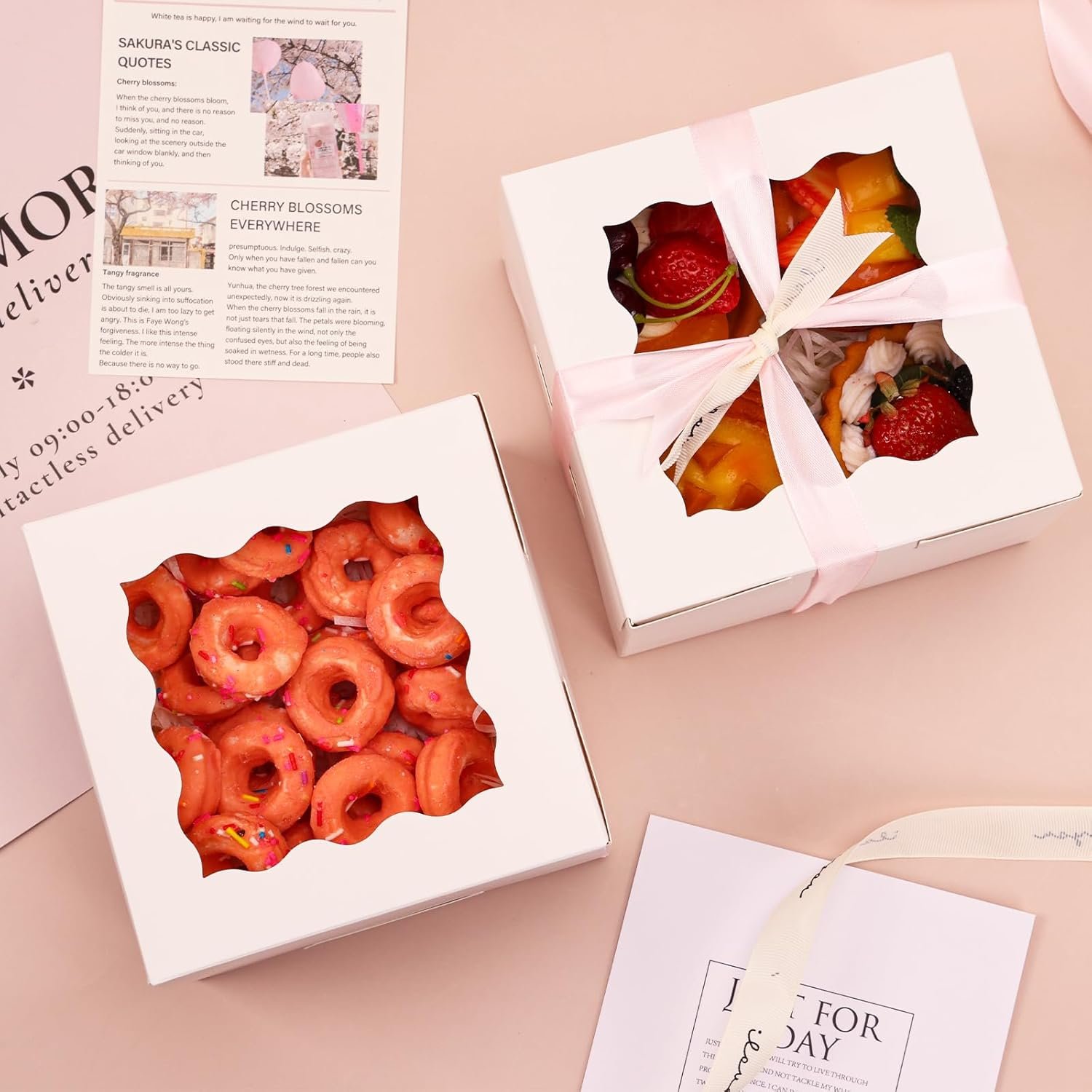 Wholesale 15-Pack 6x6x5 Inch White Cake Boxes with Window for Bakery Carriers Small Bento Cookies Cupcakes Desserts Mother's Day Valentine's Day Factory