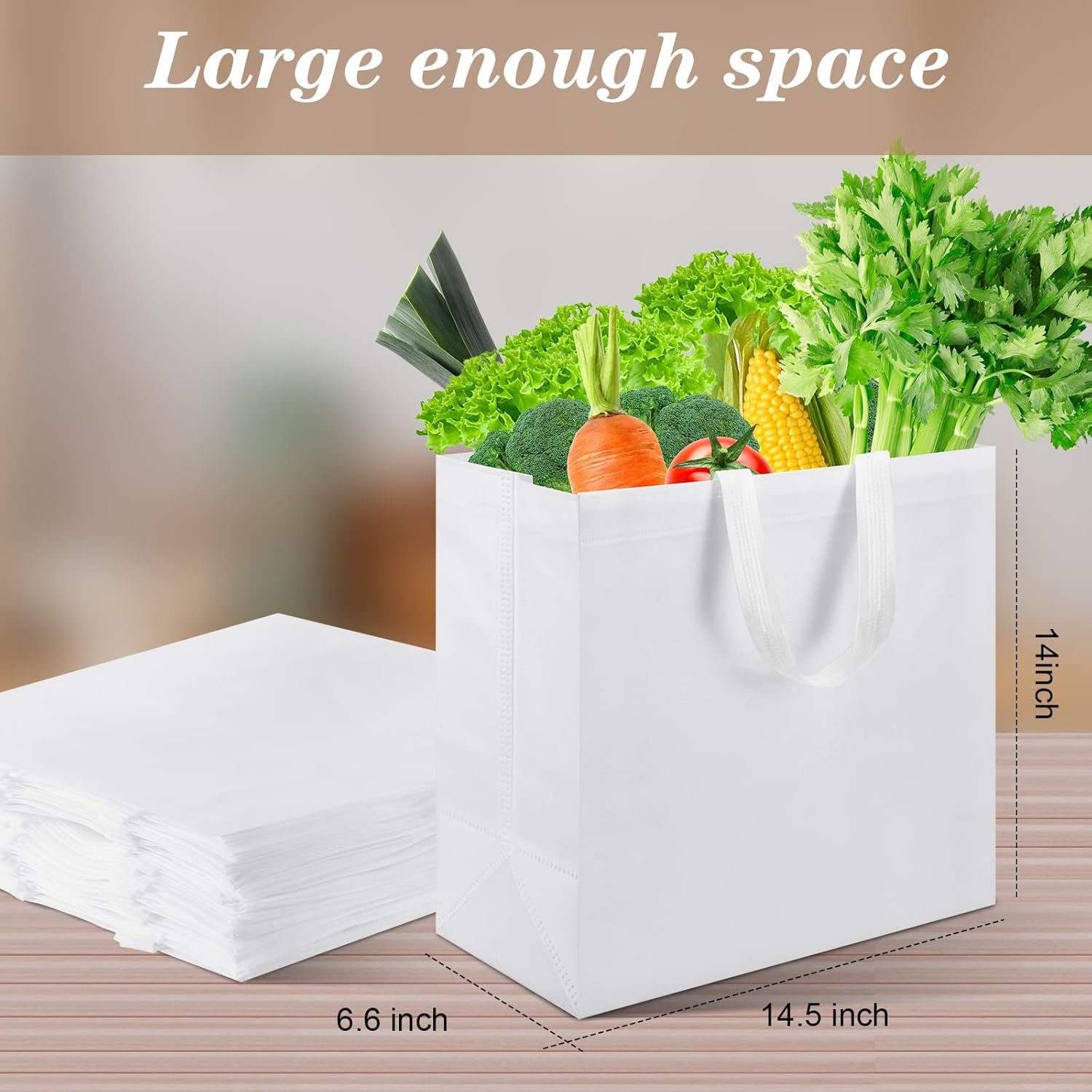 Wholesale 30 Pcs Large Reusable Non Woven Gift Bags with Handles 14.5 x 14 x 6.6'' for Christmas Birthday Party Favors White Factory