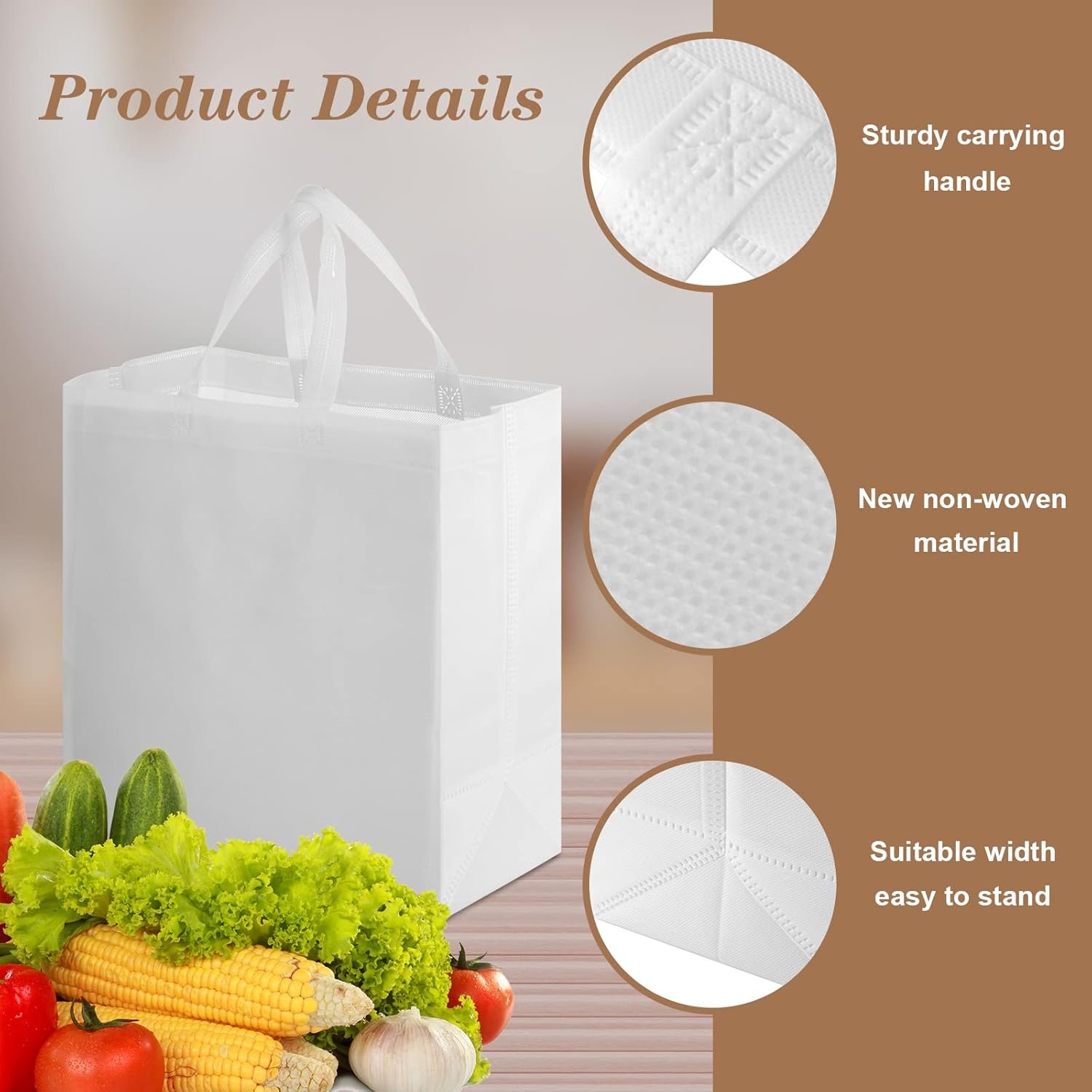 Wholesale 30 Pcs Large Reusable Non Woven Gift Bags with Handles 14.5 x 14 x 6.6'' for Christmas Birthday Party Favors White Factory