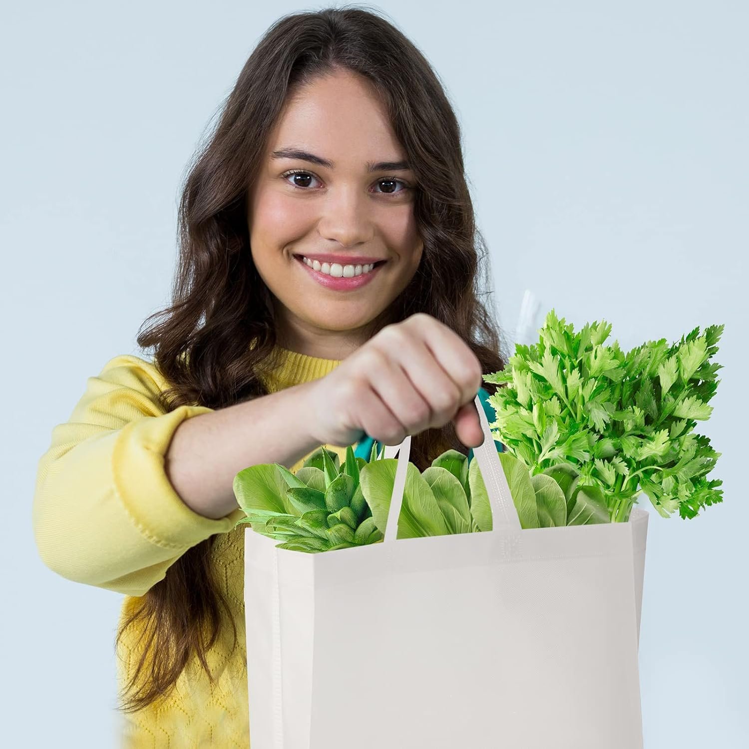 Wholesale 30 Pcs Large Reusable Non Woven Gift Bags with Handles 14.5 x 14 x 6.6'' for Christmas Birthday Party Favors White Factory