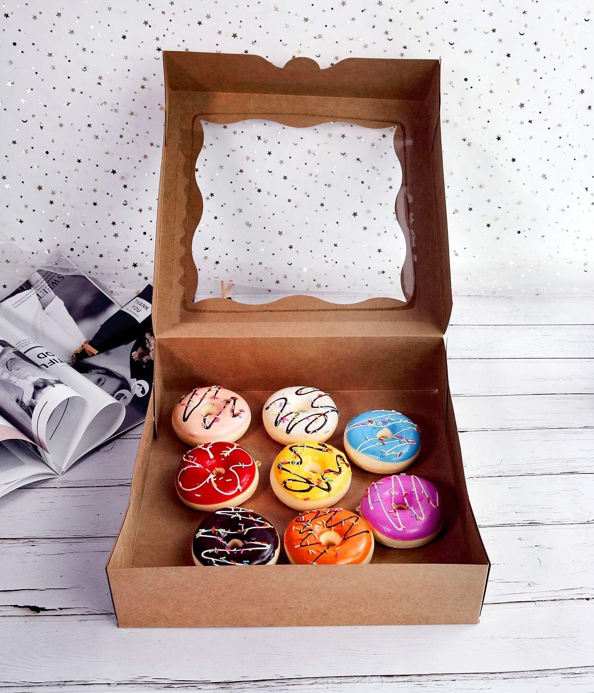 Wholesale 12x12x3 Brown Bakery Boxes with PVC Window for Pies Cookies Large Natural Kraft Paper Pack of 12 Factory