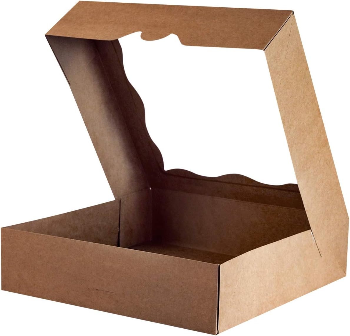Wholesale 12x12x3 Brown Bakery Boxes with PVC Window for Pies Cookies Large Natural Kraft Paper Pack of 12 Factory