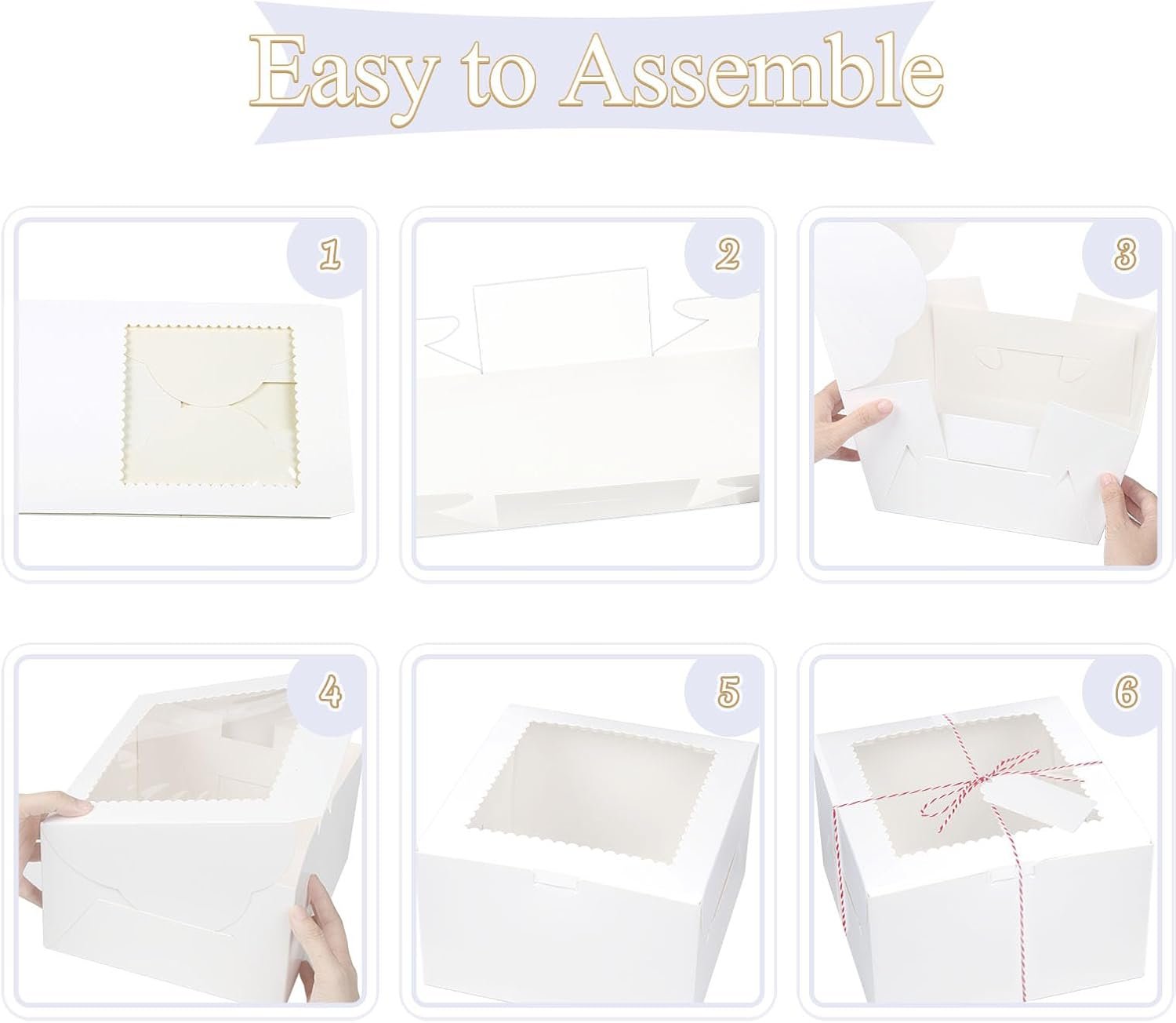 Wholesale 20Pcs 8x8x5 Inch White Cake Boxes with Window Bakery Containers for Pastries Pies Cookies Cupcakes Chocolates Birthday Wedding Factory