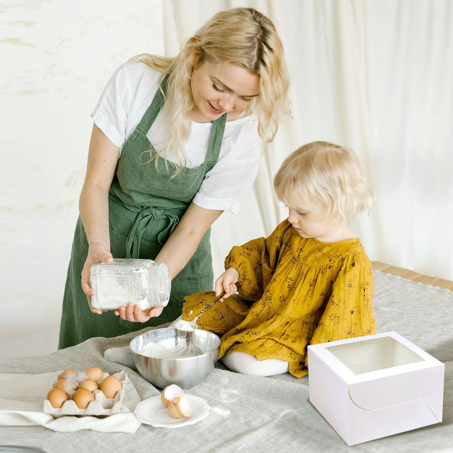 Wholesale 20Pcs 8x8x5 Inch White Cake Boxes with Window Bakery Containers for Pastries Pies Cookies Cupcakes Chocolates Birthday Wedding Factory