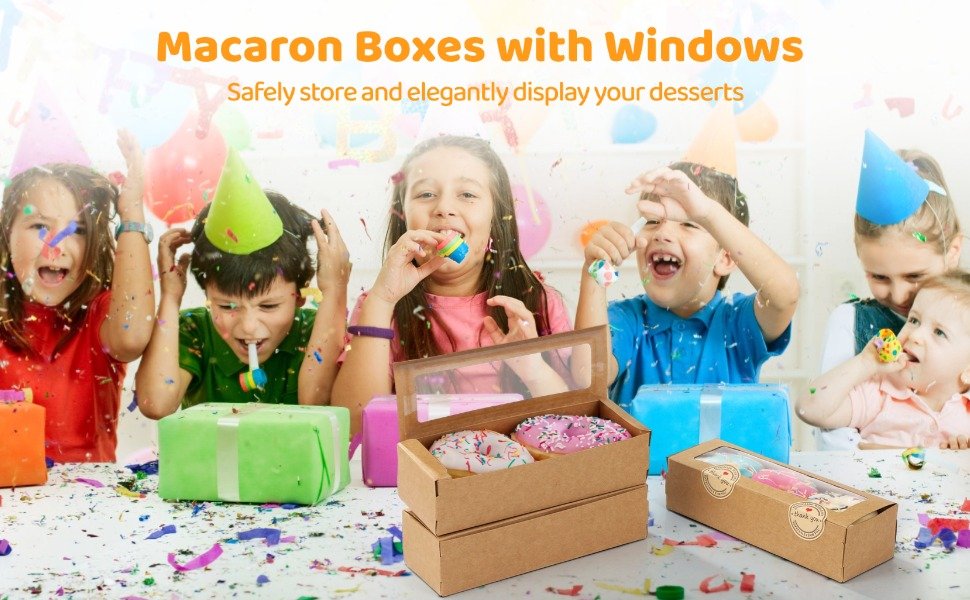 Wholesale 100 Macaron Boxes with Windows and 200 Sealing Stickers Brown Flip-Top Kraft Rectangle Bakery Containers for Desserts Cookies Chocolates Factory Wholesale 100 Macaron Boxes with Windows and 200 Sealing Stickers Brown Flip-Top Kraft Rectangle Bakery Containers for Desserts Cookies Chocolates Factory