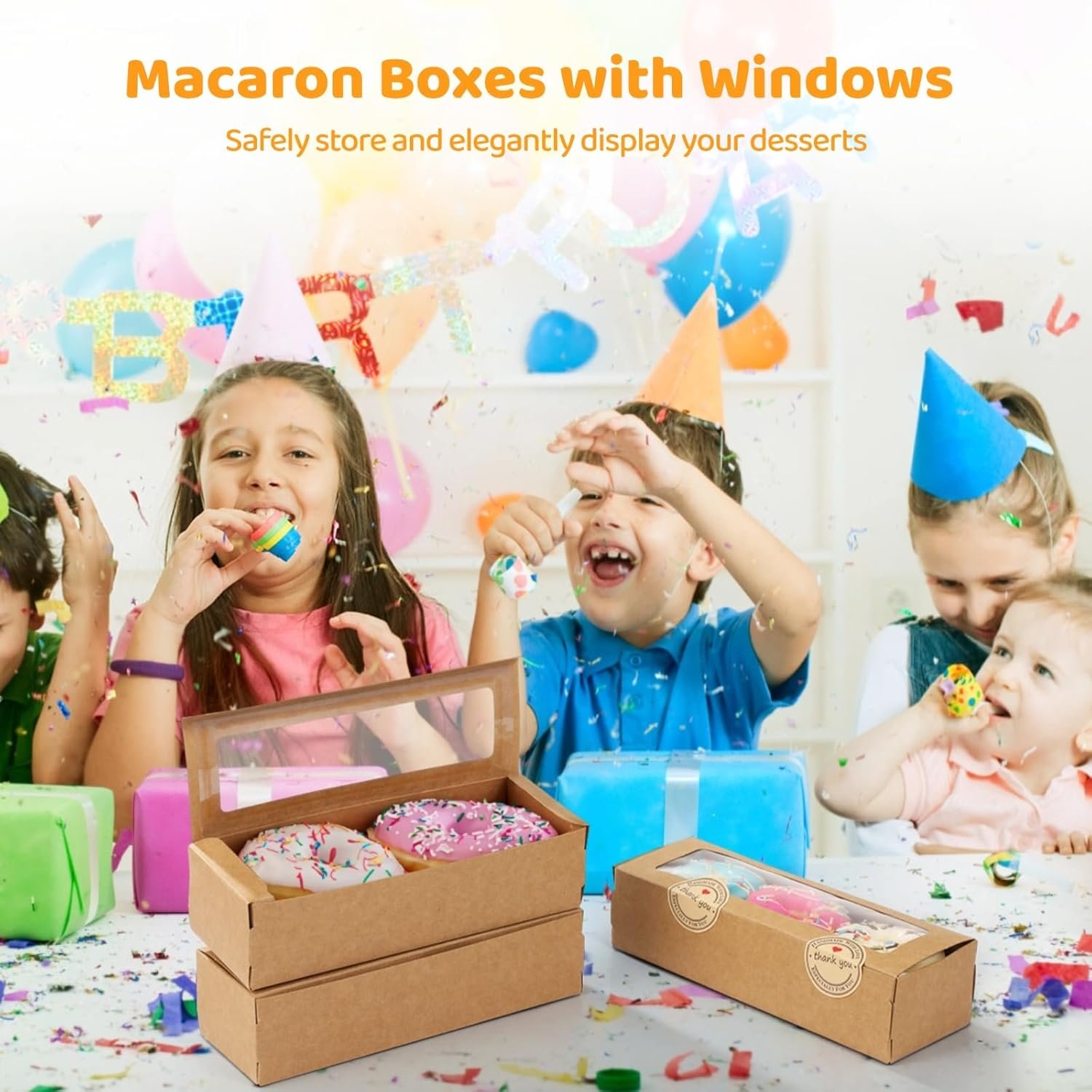 Wholesale 100 Macaron Boxes with Windows and 200 Sealing Stickers Brown Flip-Top Kraft Rectangle Bakery Containers for Desserts Cookies Chocolates Factory Wholesale 100 Macaron Boxes with Windows and 200 Sealing Stickers Brown Flip-Top Kraft Rectangle Bakery Containers for Desserts Cookies Chocolates Factory