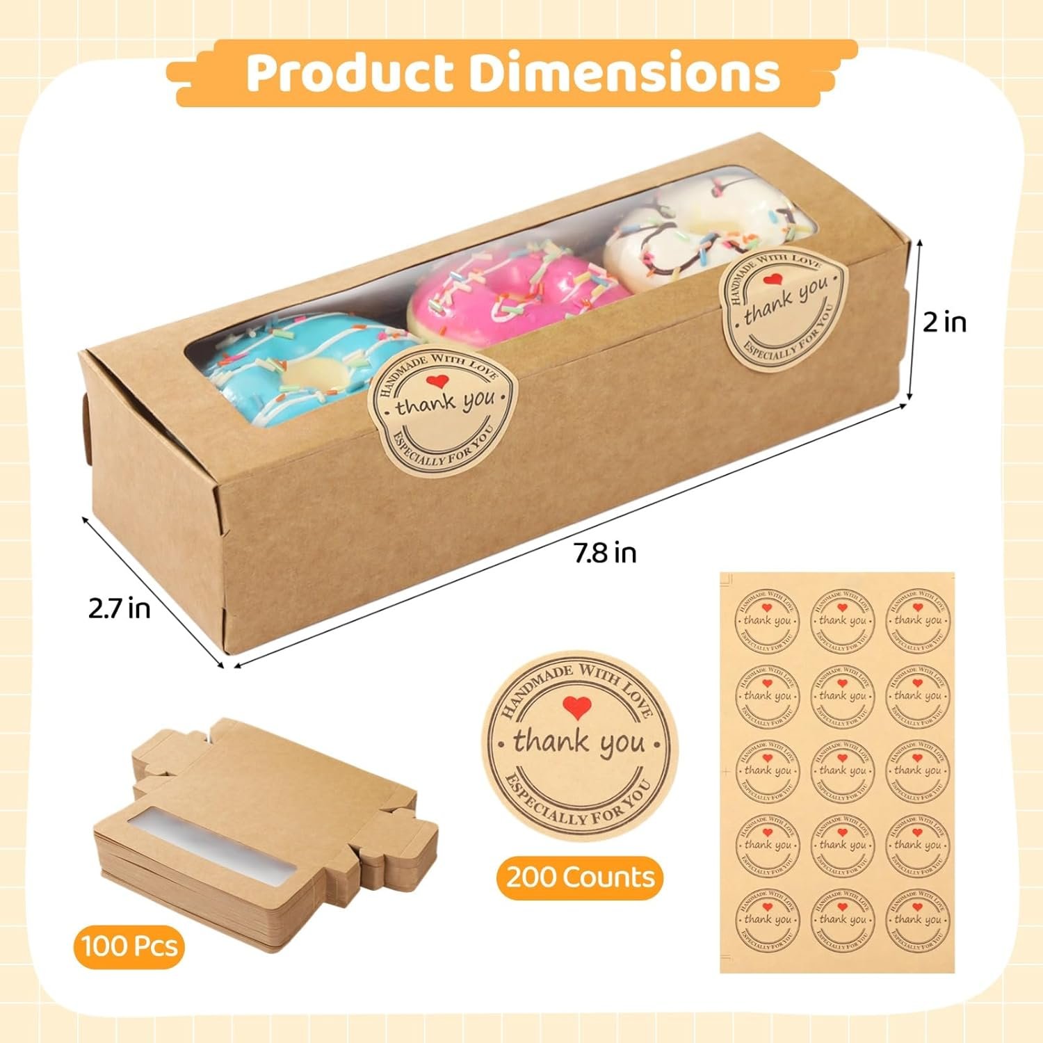 Wholesale 100 Macaron Boxes with Windows and 200 Sealing Stickers Brown Flip-Top Kraft Rectangle Bakery Containers for Desserts Cookies Chocolates Factory Wholesale 100 Macaron Boxes with Windows and 200 Sealing Stickers Brown Flip-Top Kraft Rectangle Bakery Containers for Desserts Cookies Chocolates Factory