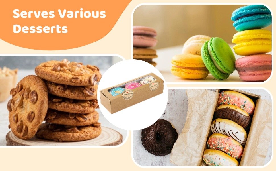 Wholesale 100 Macaron Boxes with Windows and 200 Sealing Stickers Brown Flip-Top Kraft Rectangle Bakery Containers for Desserts Cookies Chocolates Factory Wholesale 100 Macaron Boxes with Windows and 200 Sealing Stickers Brown Flip-Top Kraft Rectangle Bakery Containers for Desserts Cookies Chocolates Factory