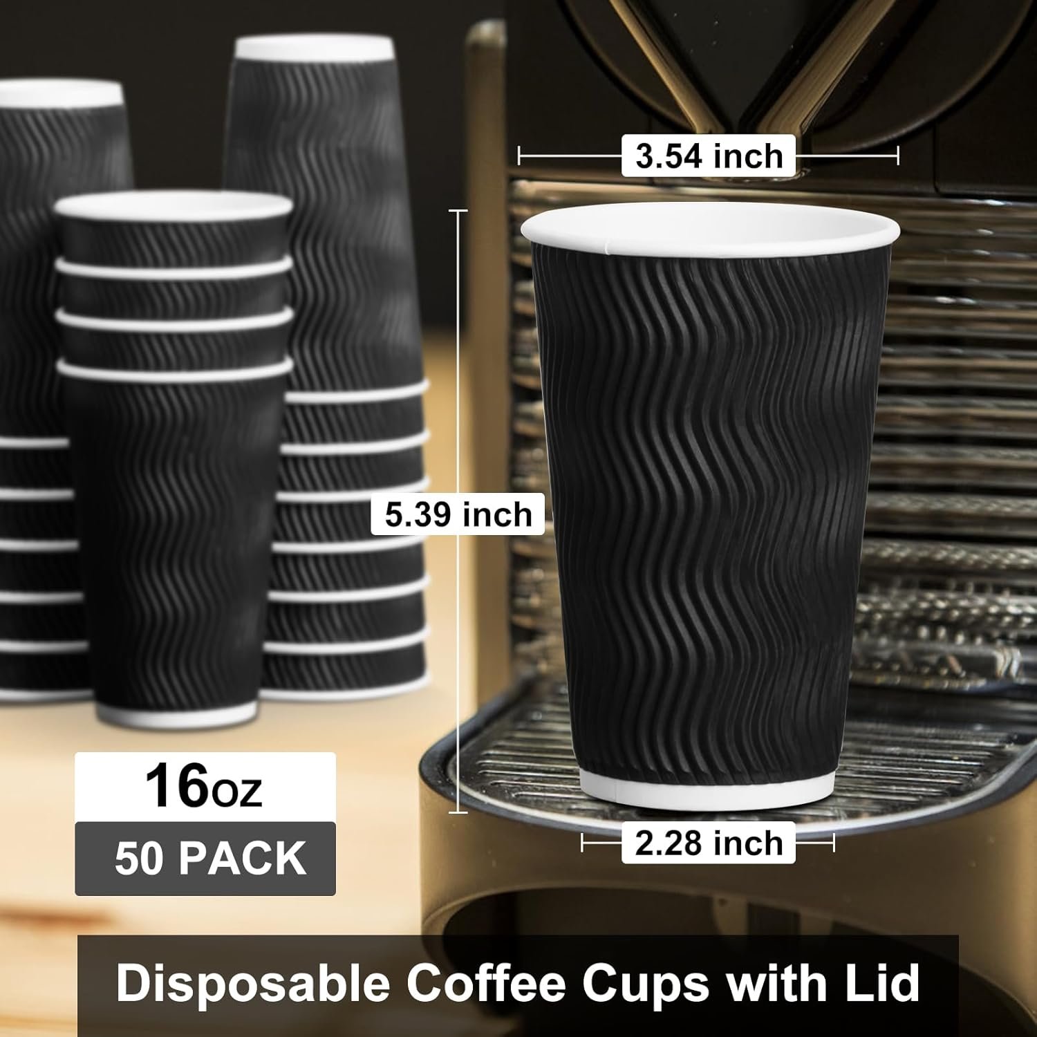 Wholesale 16oz Insulated Ripple Double-Walled Disposable Cups with Lids 50 Pack for Beverages Espresso Tea Parties Travel Factory