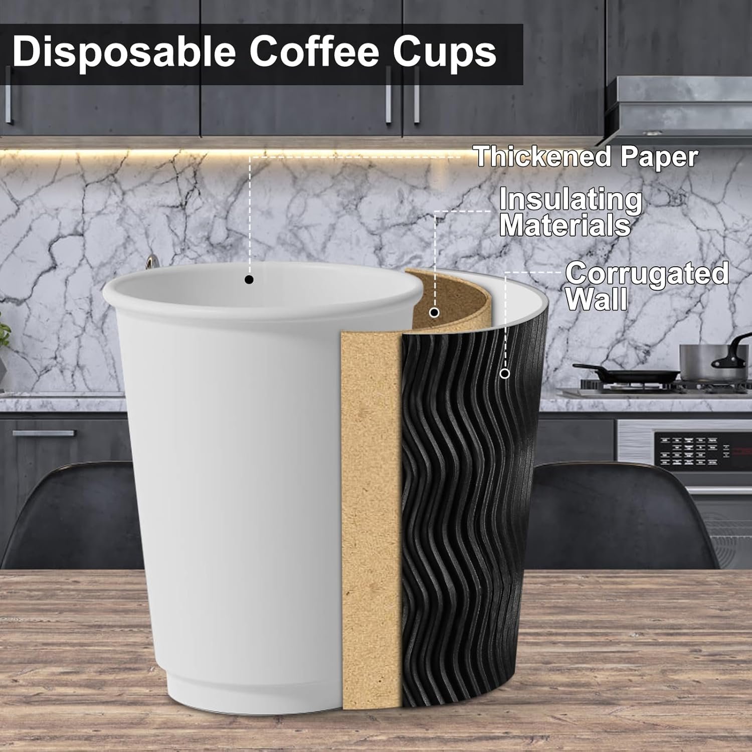 Wholesale 16oz Insulated Ripple Double-Walled Disposable Cups with Lids 50 Pack for Beverages Espresso Tea Parties Travel Factory