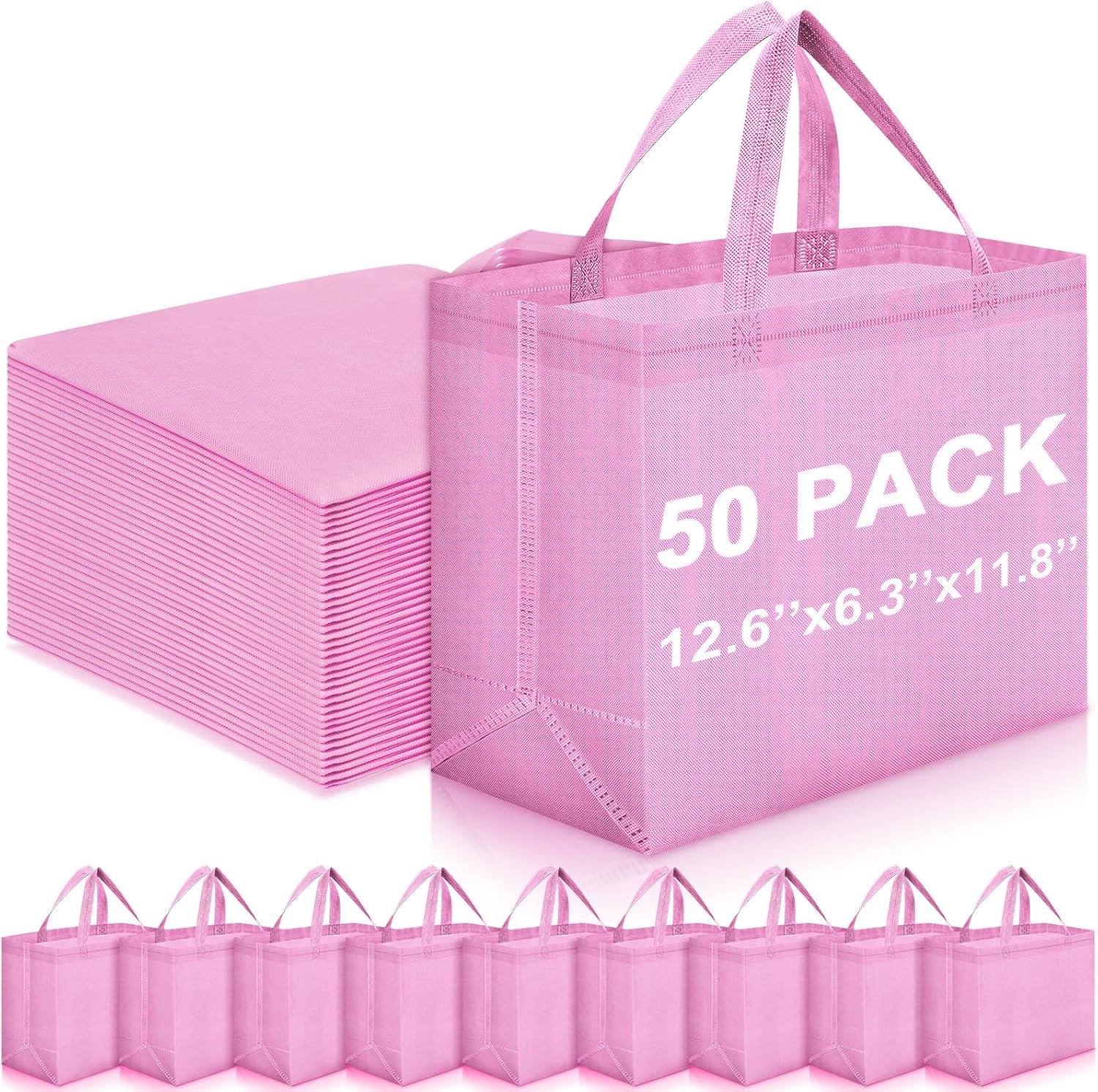 Wholesale Large Reusable Non-Woven Grocery Shopping Bags with Handles Foldable Portable Tote Bulk 12.6 x 11.8 x 6.3 Inch Factory