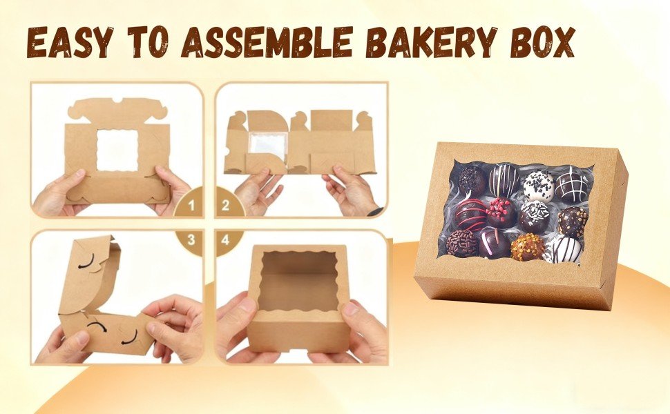 Wholesale 8x6x2.5 Inch Brown Bakery Boxes with Window 8 Pack Gift-Ready Pastry Packaging for Chocolate Strawberries Macarons Truffles Cookies Donuts Holiday Celebrations Factory