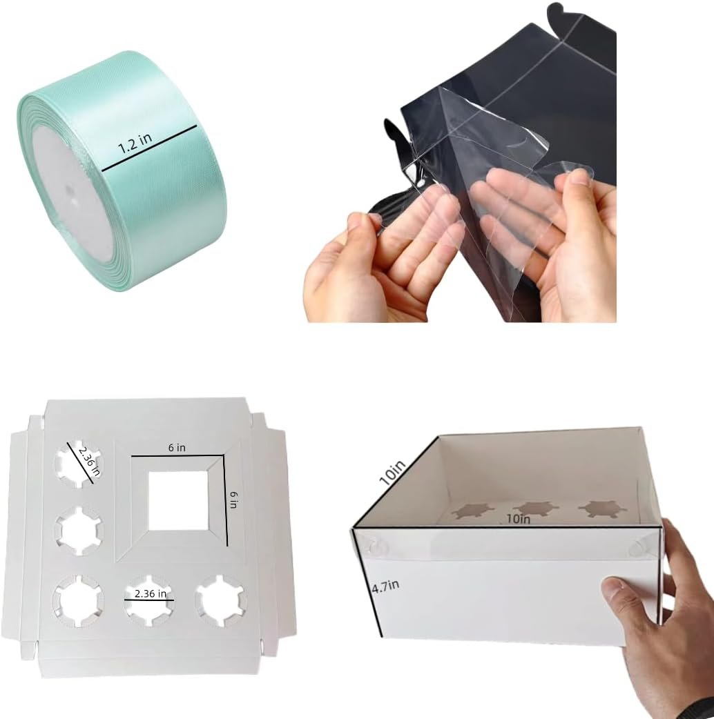 Wholesale 5-Pack Cupcake Box Combo Full Clear Lid 1.2-Inch Wide Ribbon Storage for 1 Small Cake 5 Cupcakes Includes Stickers Birthday Party Mother's Day Tiffany Blue supplier