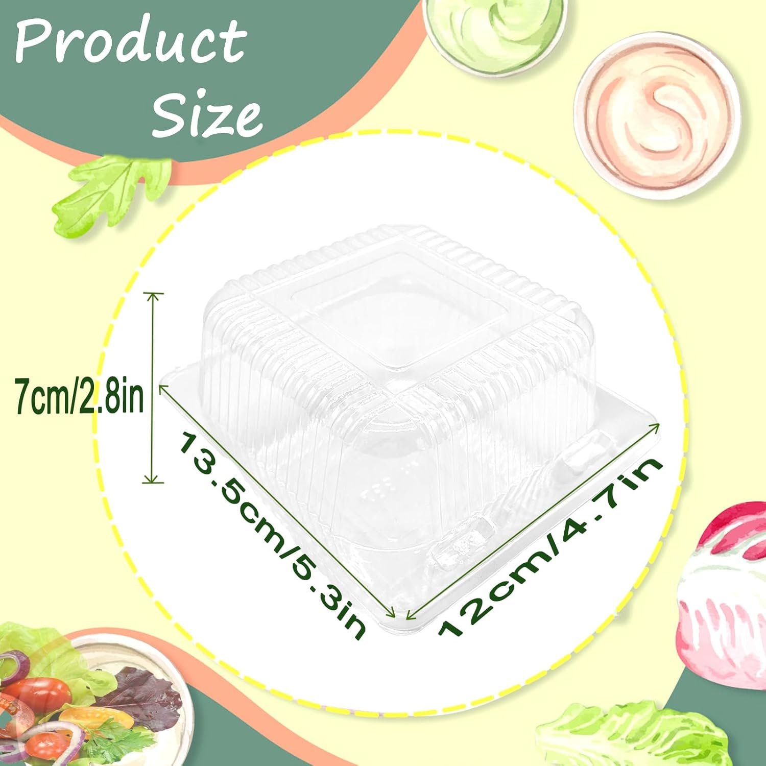 Wholesale 50 Pcs Clear Hinged Plastic Containers with Lids Square To-Go Clamshell Takeout Trays for Desserts Cakes Cookies Salads Pasta Sandwiches Factory