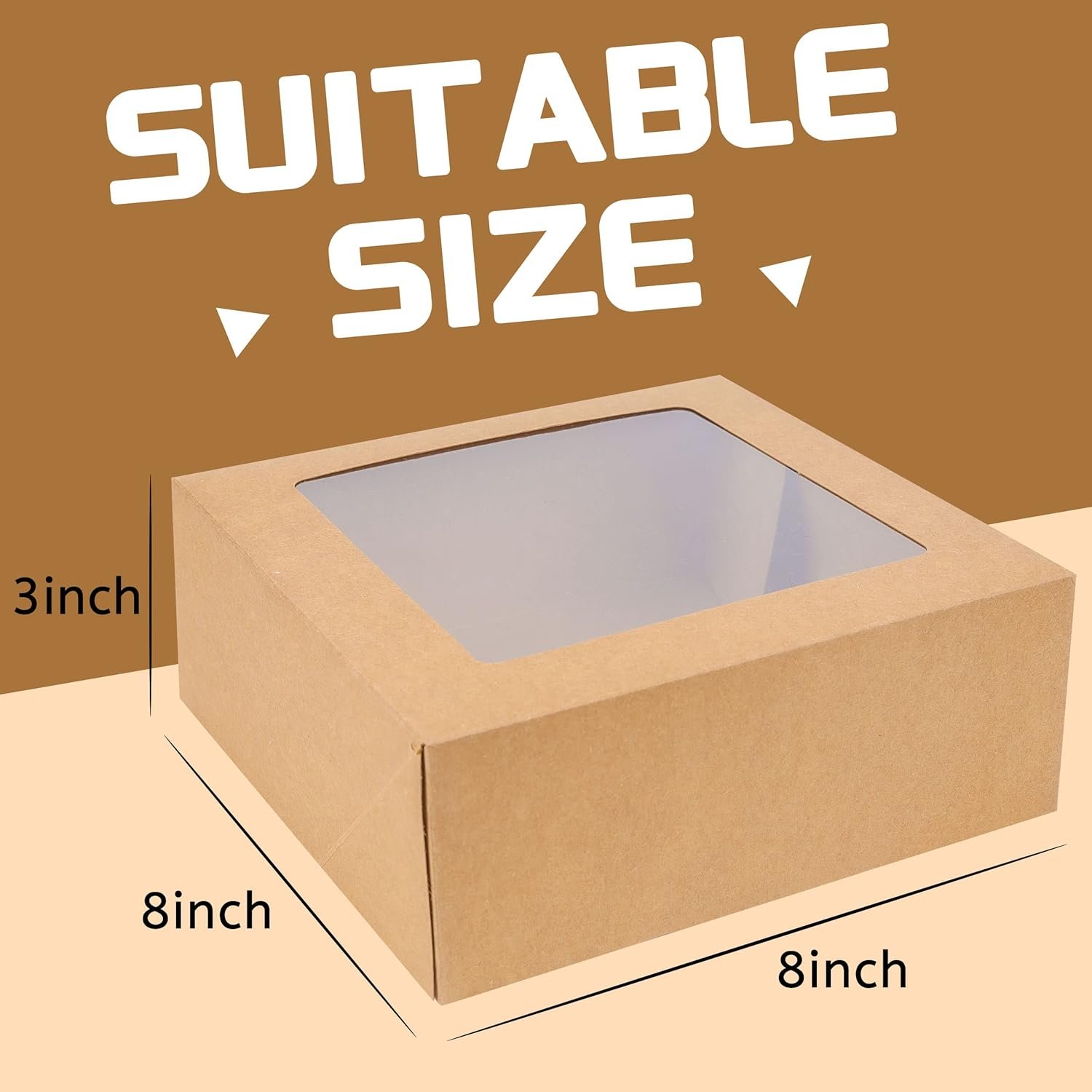 Wholesale 8x8x3 Inch Kraft Cookie Candy Boxes with Window for Chocolate Covered Strawberries Macarons Donuts Breakable Hearts Baked Goods Gift Treats Charcuterie 30 Pack Brown Factory