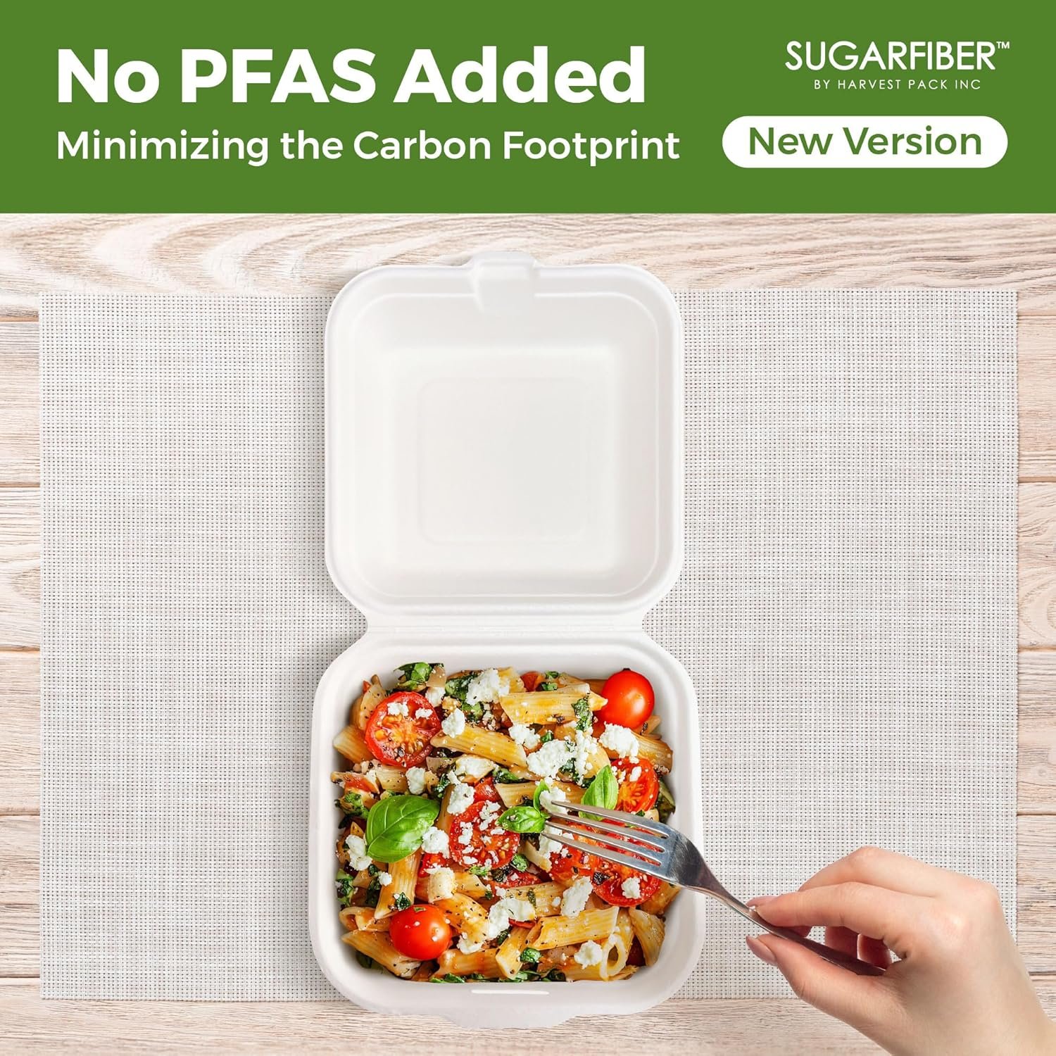 Wholesale 50 Count 6x6 Inch White Compostable Hinged Food Containers Disposable Square Single Compartment Clamshell Takeout Boxes Eco-Friendly Bagasse Sugarcane No PFAS Factory